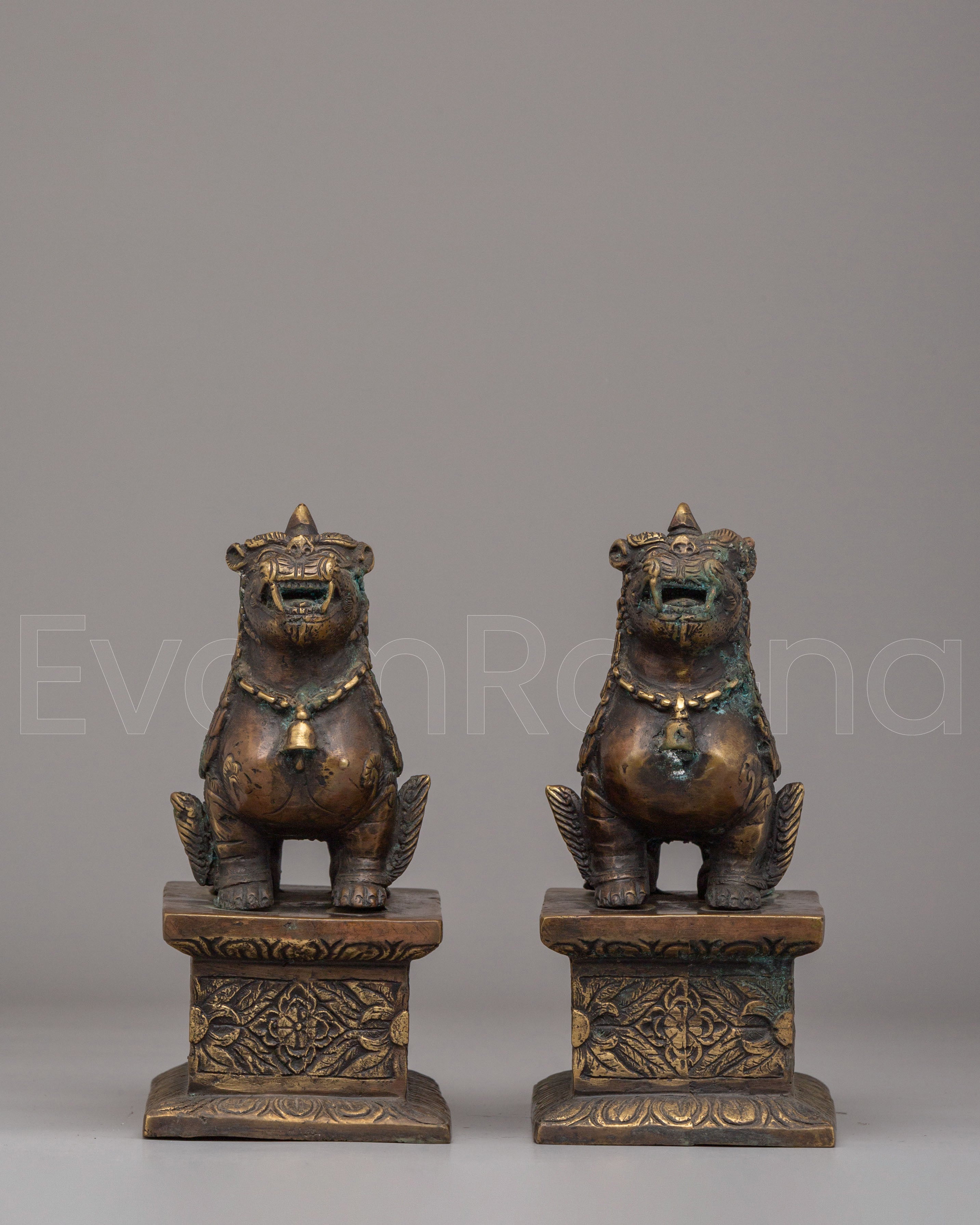 Buddhist Guardian Lion Sculpture Set 