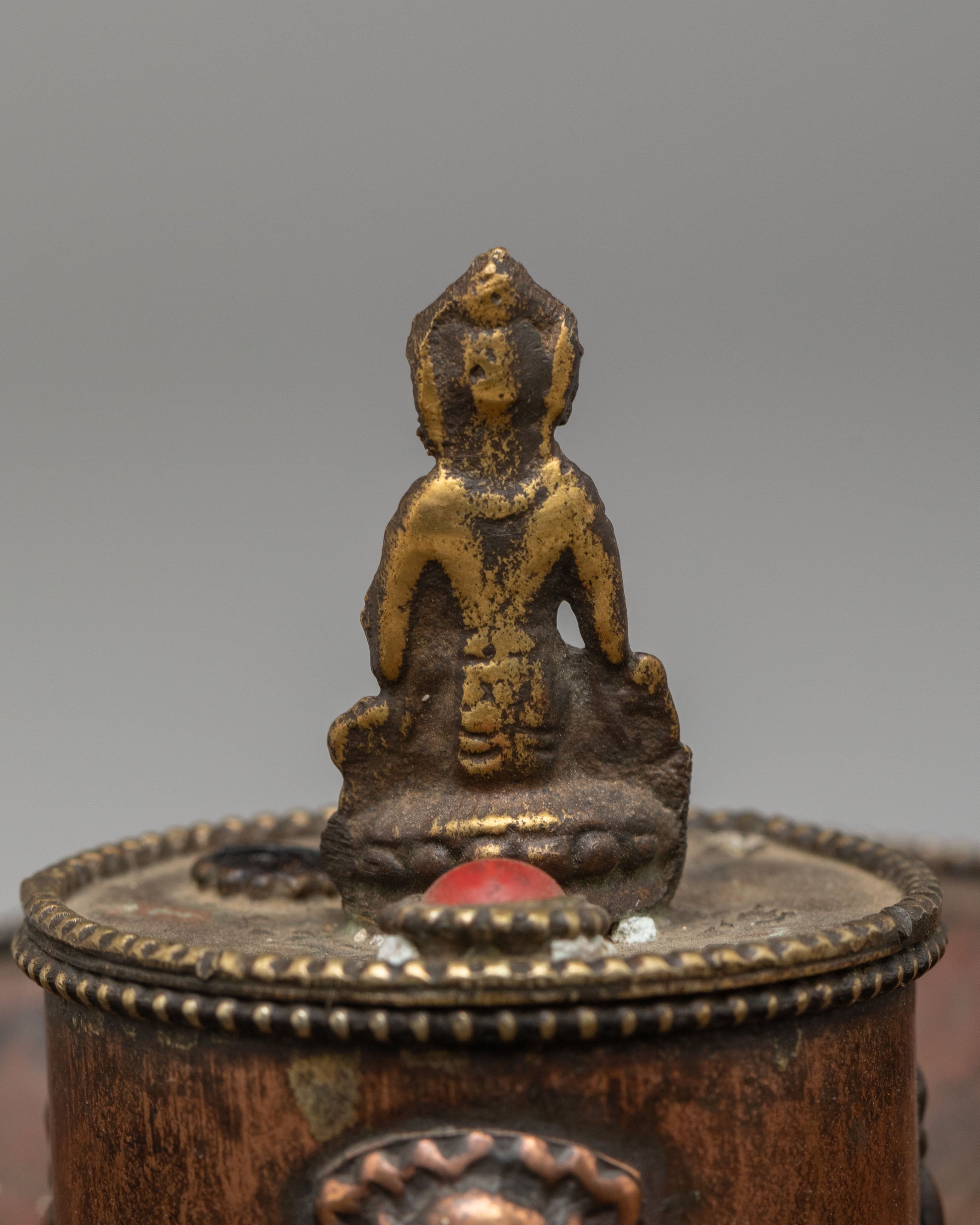 Decorative Himalayan Incense Holder | Copper Vessel with Amitabha Buddha