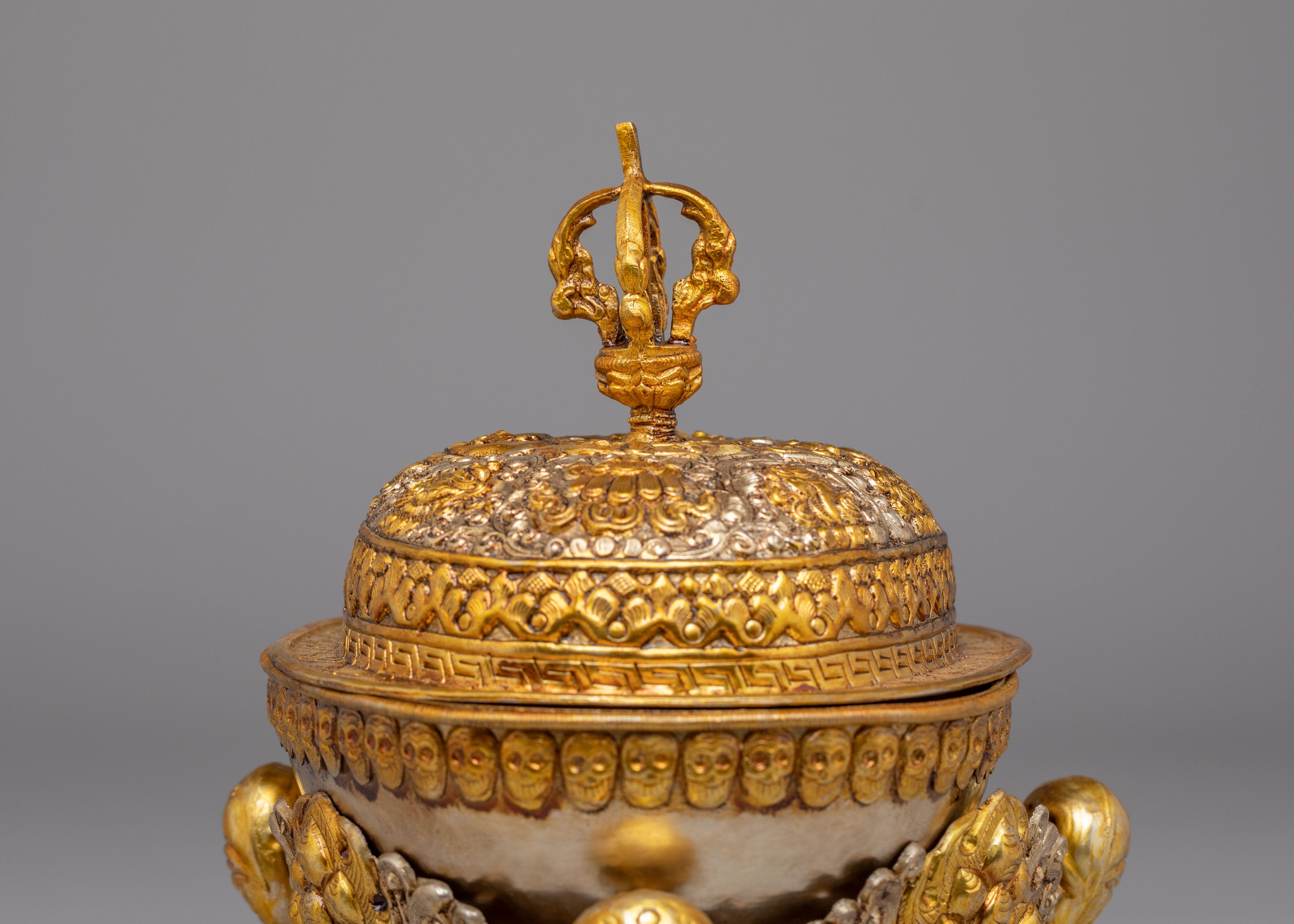 Spiritual Offering Kapala | Gold Plated Copper Tibetan Ritual Vessel