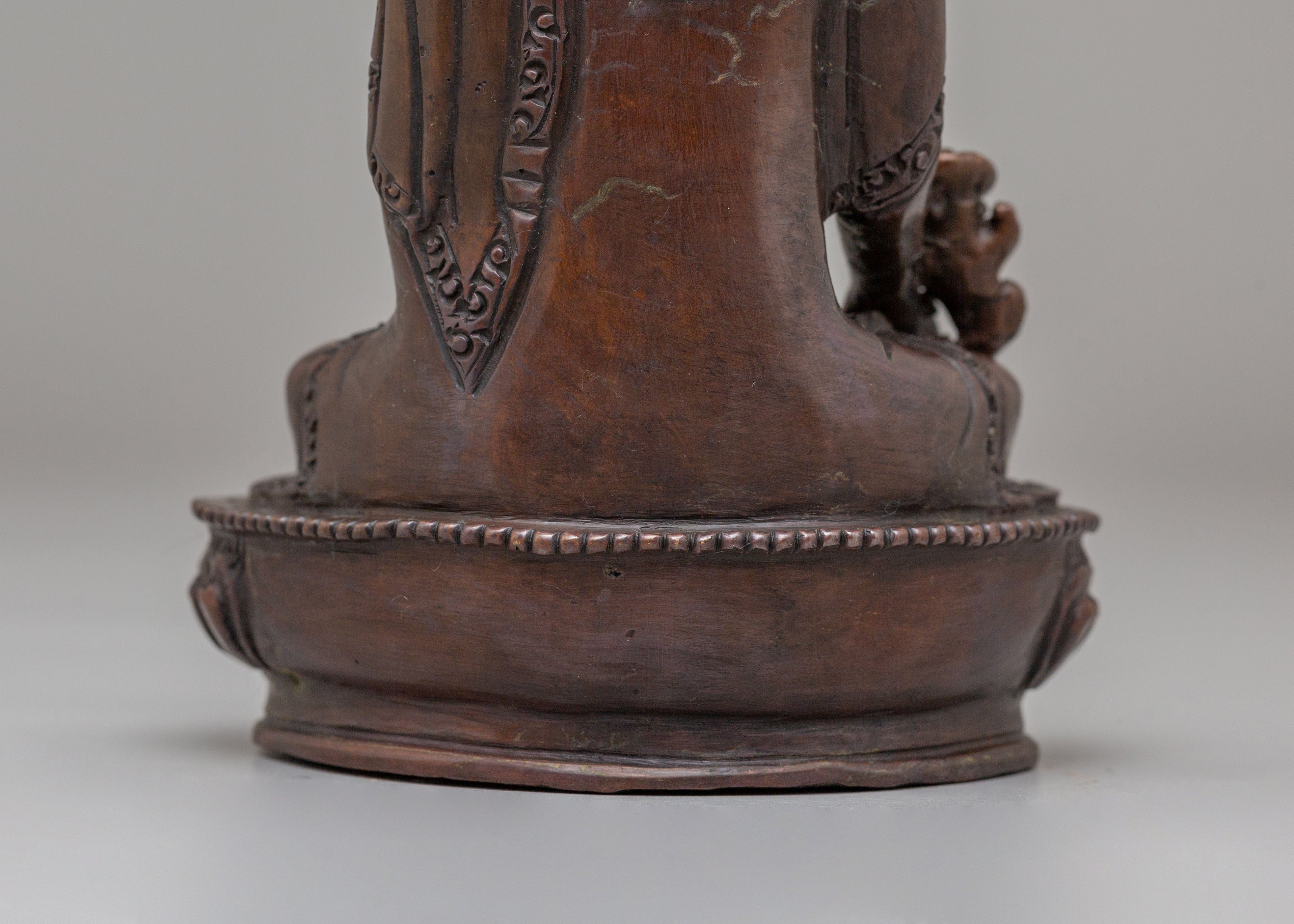 Buddha of Healing Altar Statue | Oxidized Copper Medicine Buddha Sculpture