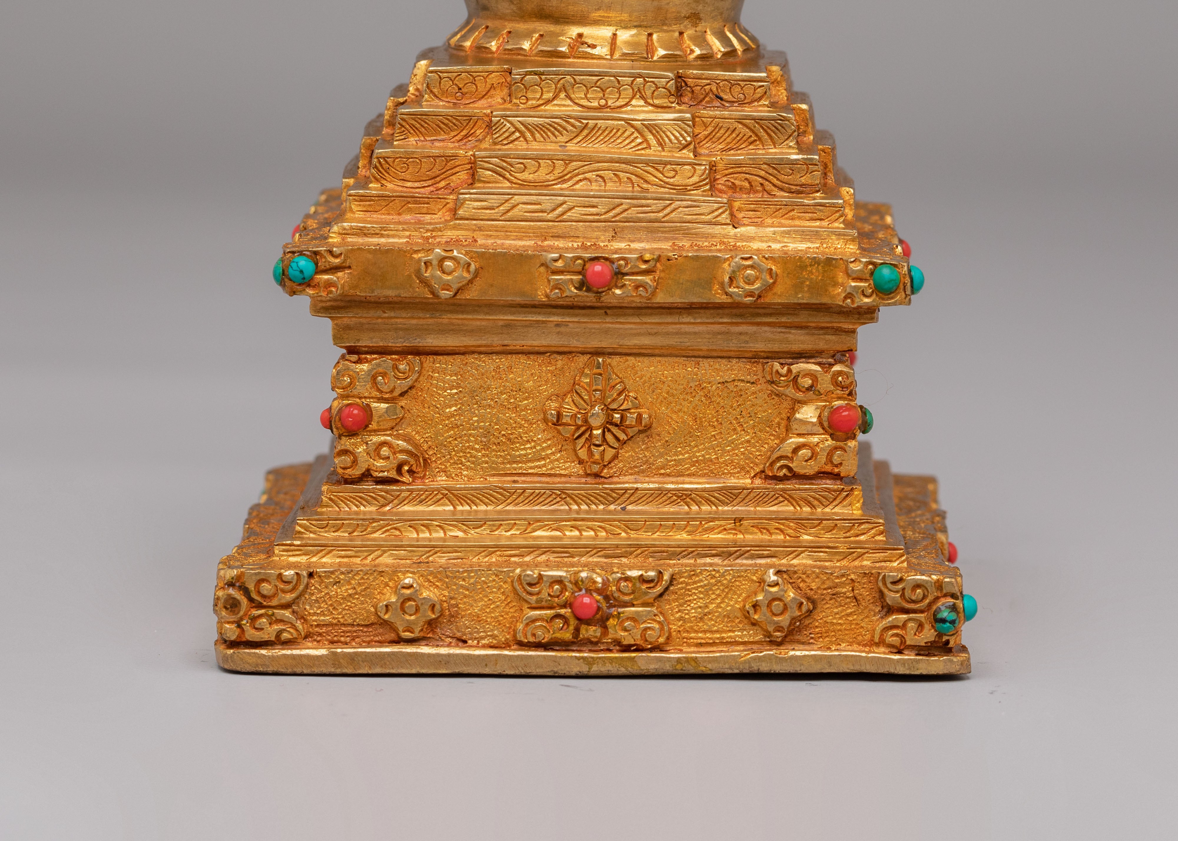 Buddhist Descent from Heaven Stupa | Sacred Tibetan Art for Spiritual Meditation
