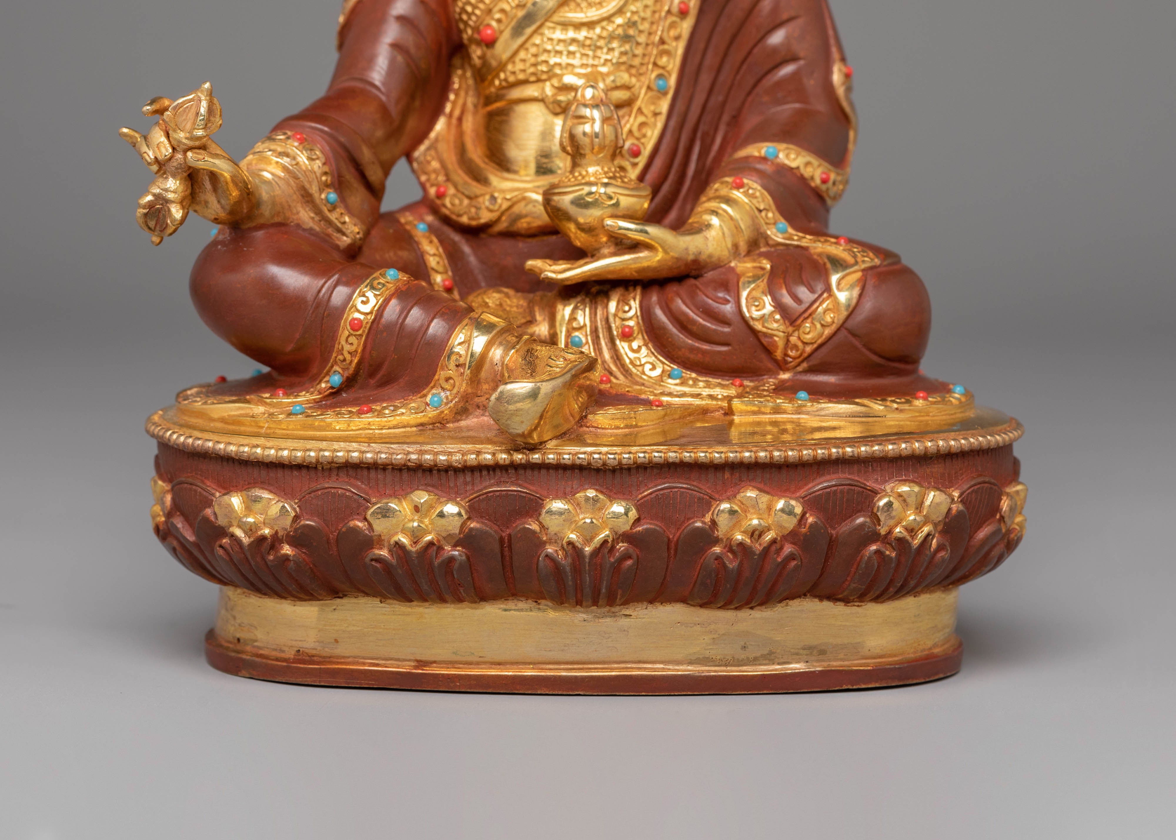 Guru Rinpoche Buddhist Master Statue | 24K Gold Plated Tibetan Art