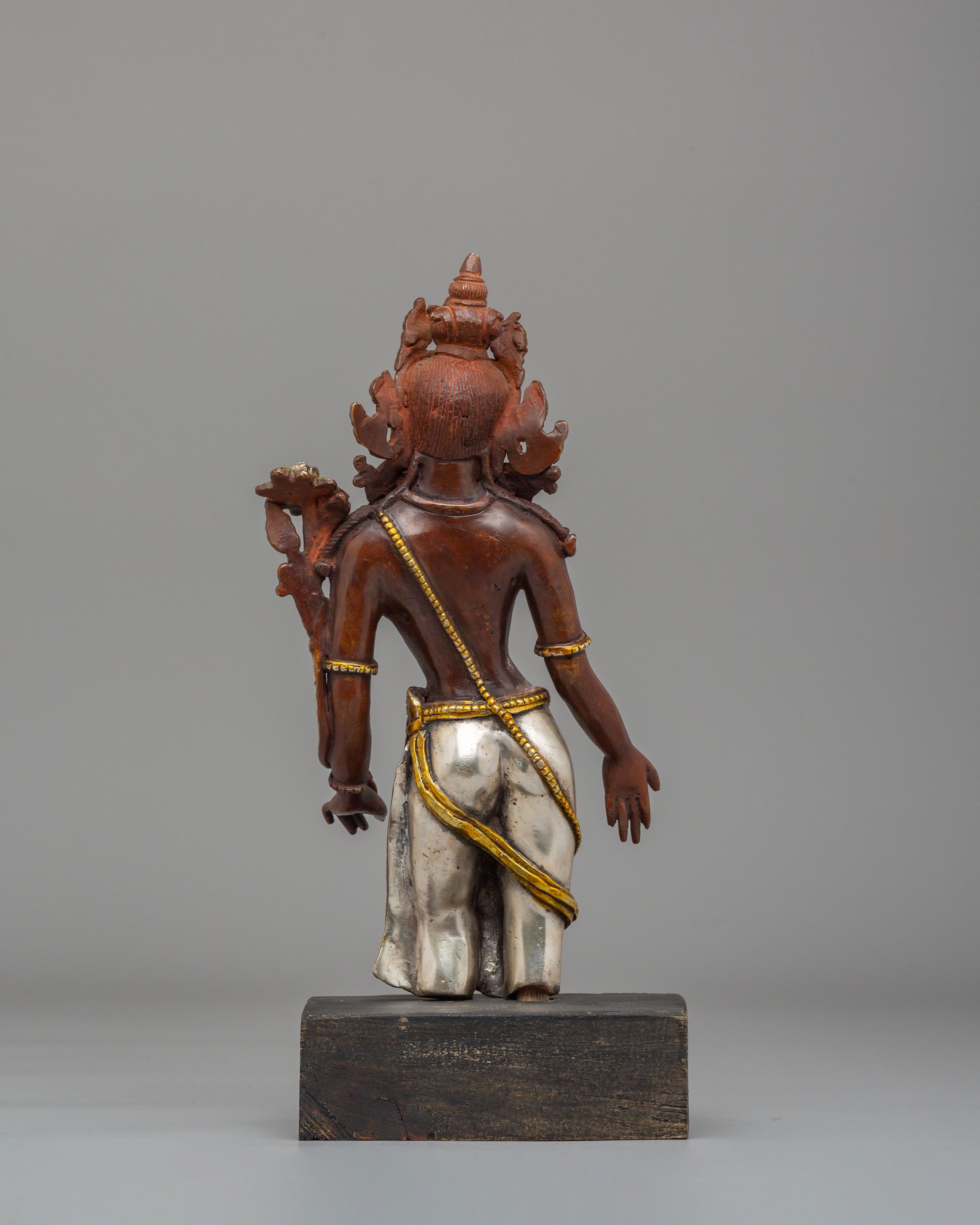 Buddhist Goddess Tara Statue | Oxidized Copper Body with Silver Gold Plating