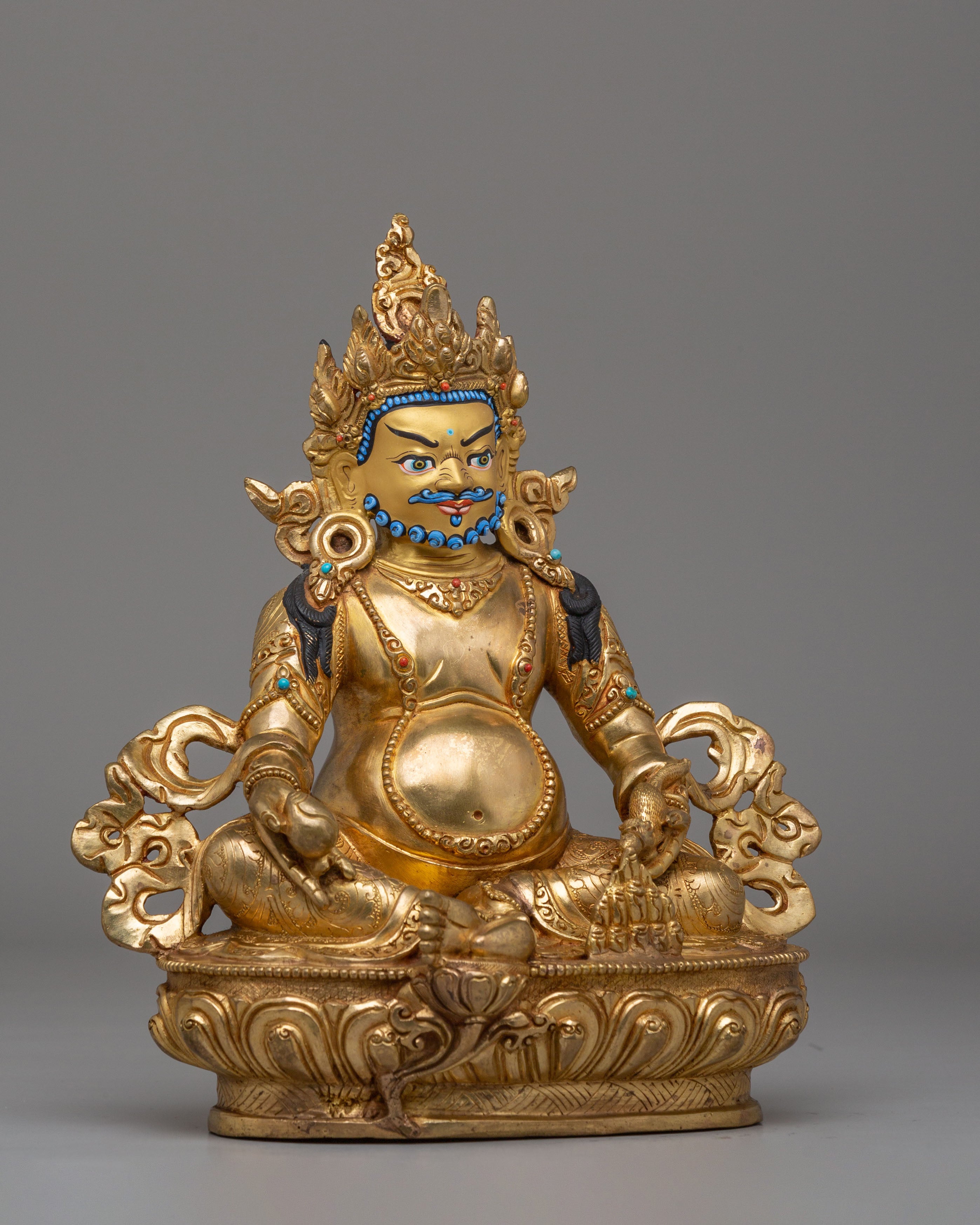 Buddhist God of Wealth Dzambhala Statue | Gold-Plated Copper Artwork