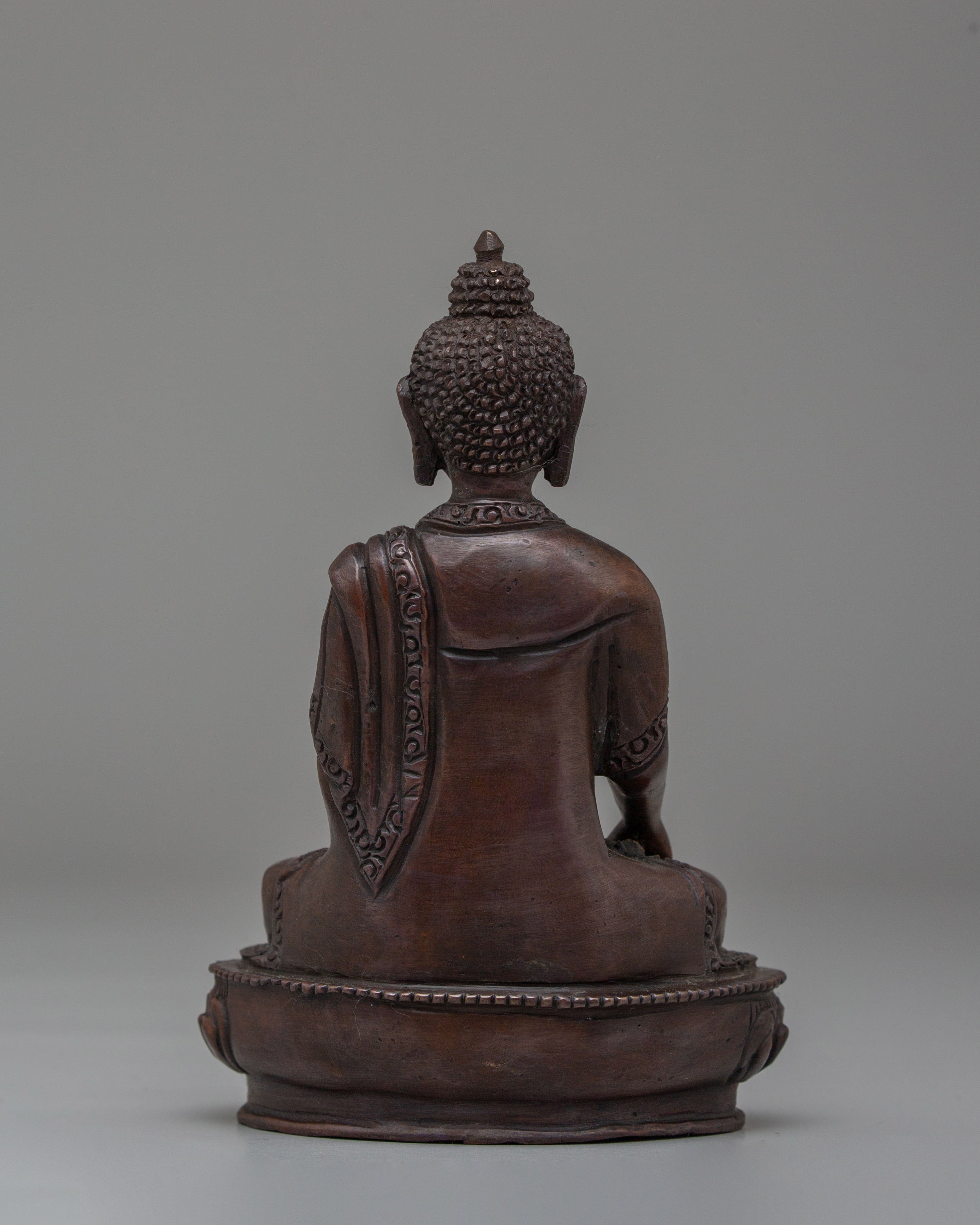 Oxidized Copper Shakyamuni Buddha Statue | Tibetan Artwork