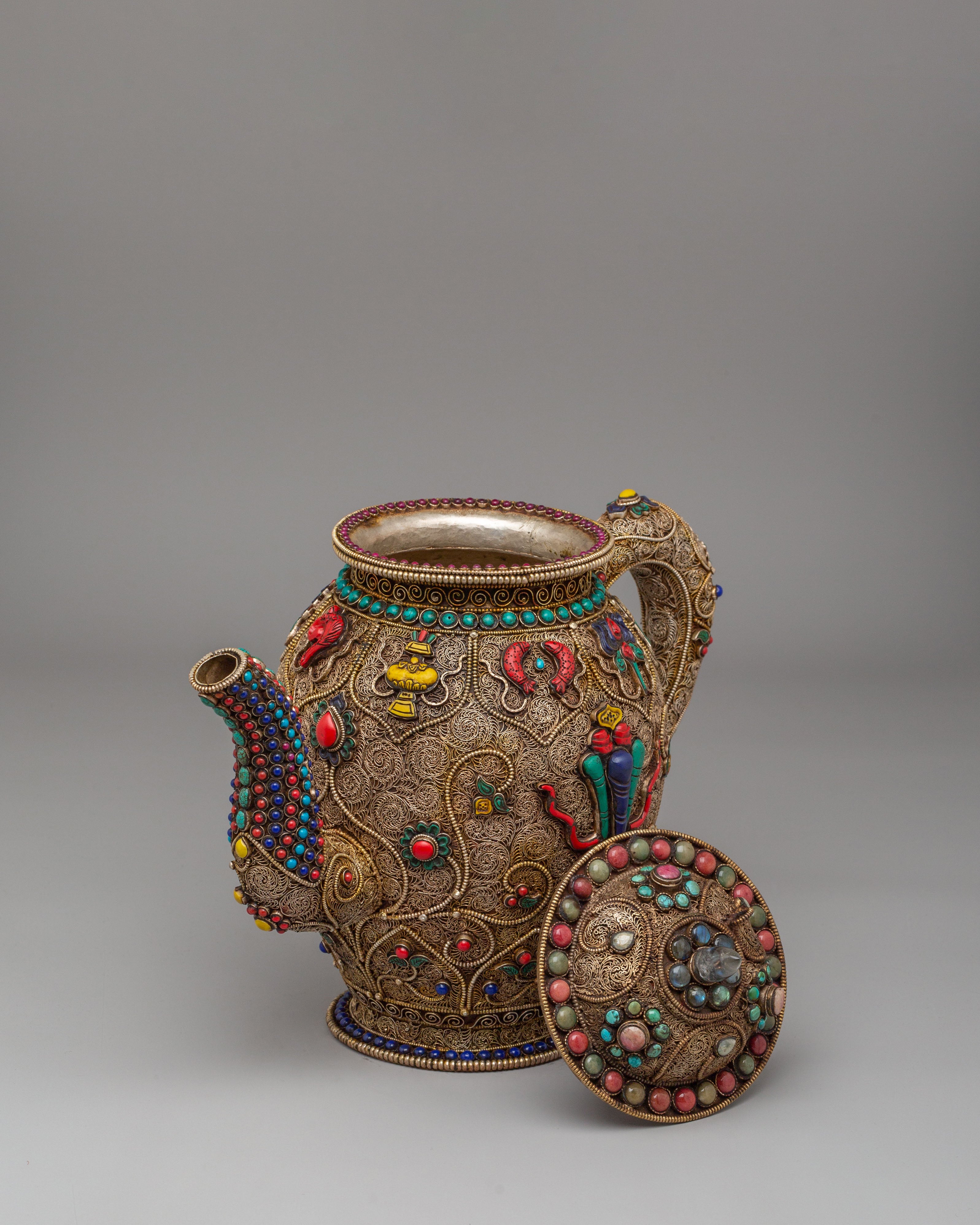 Buddhist Ceremony Tea Pot | Sacred Himalayan Religious Artwork