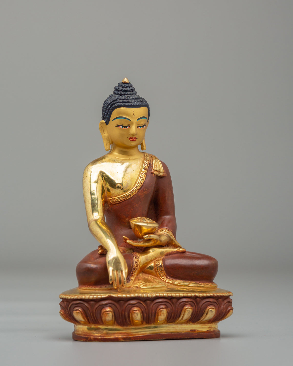 Himalayan Buddha Shakyamuni Sculpture | 24K Gold Plated Buddhist Statue