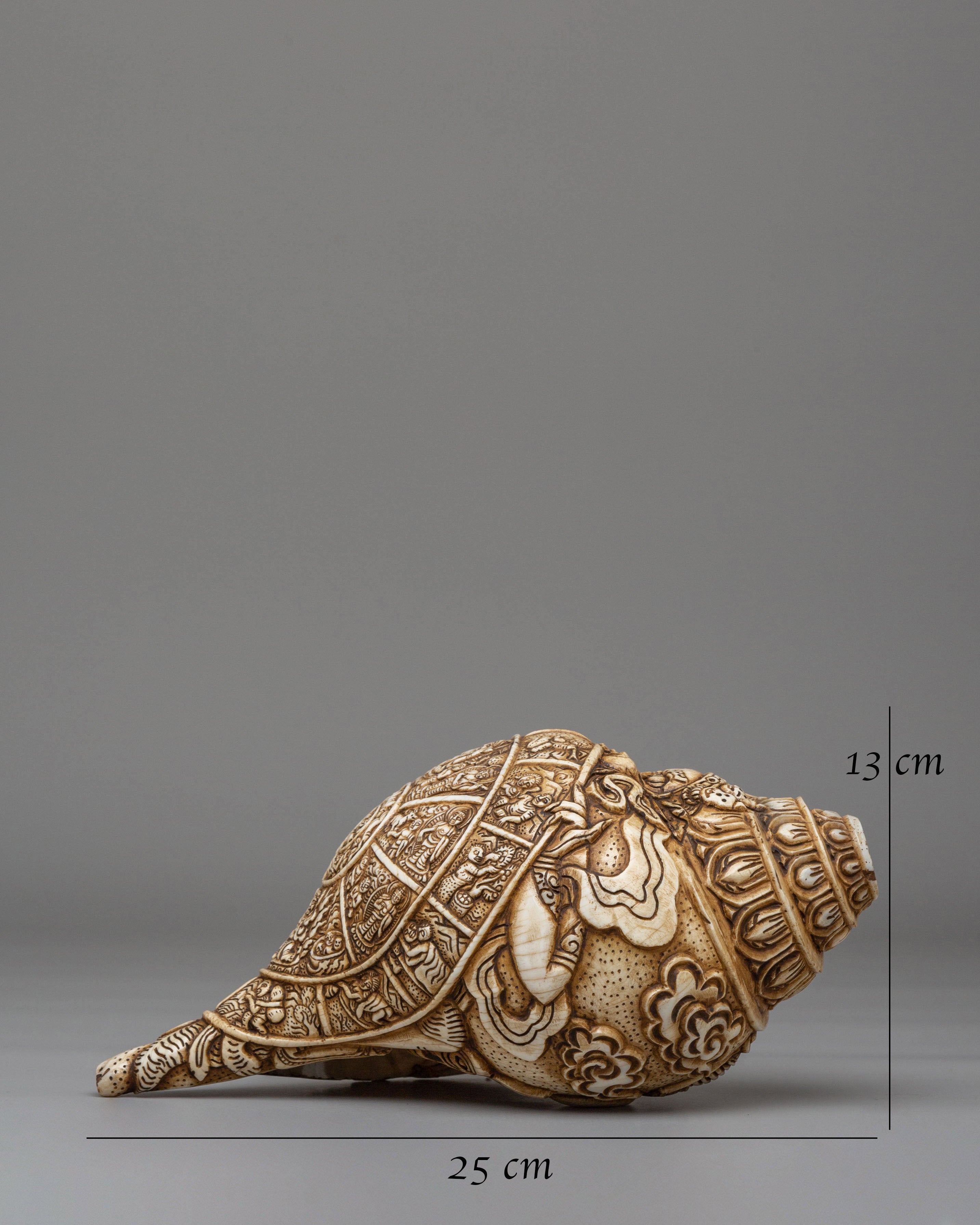 Wheel Of Life Conch | Tibetan Rituals and Altar Decor