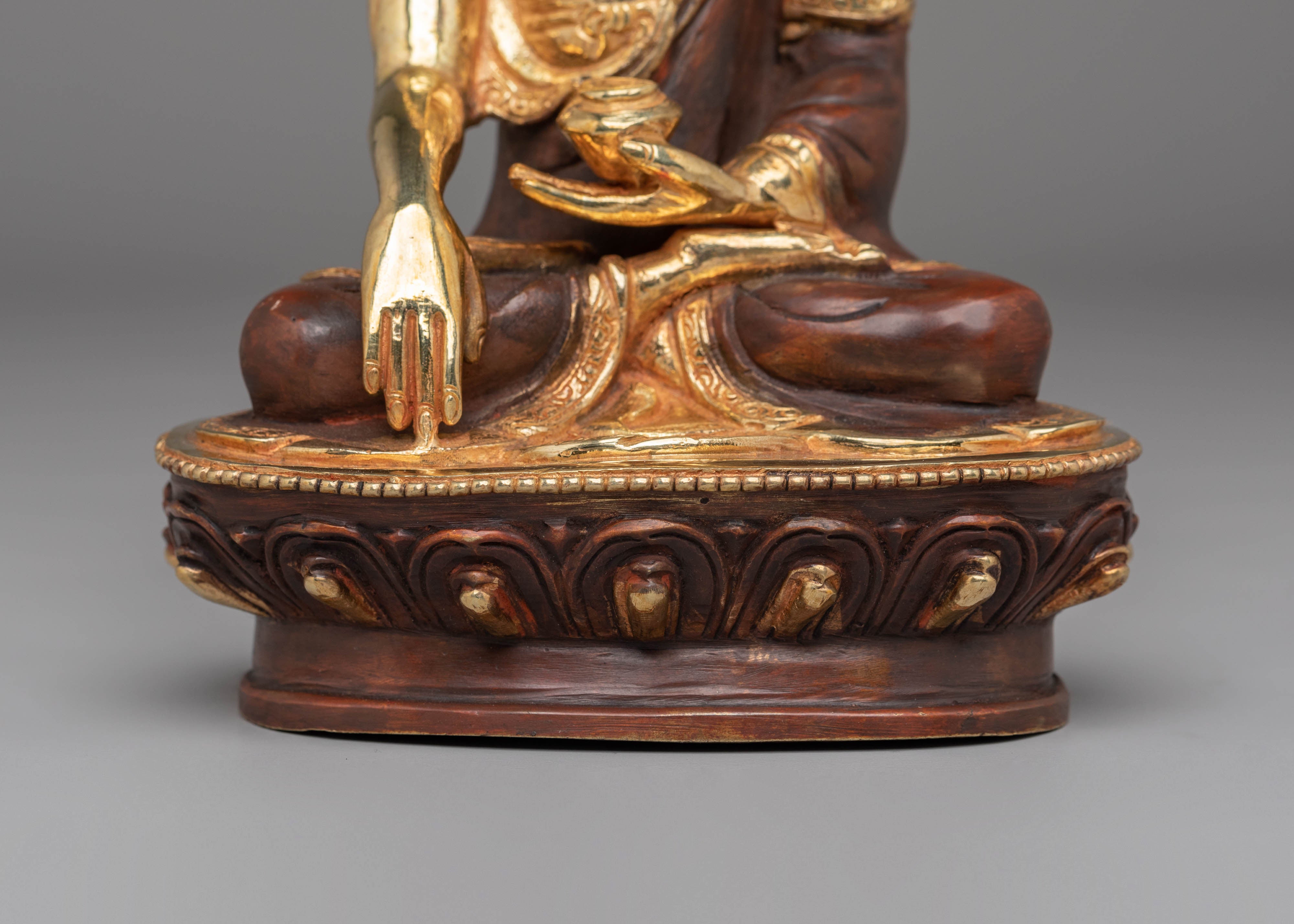 Akshobhya Buddha Statue | 24K Gold Plated Copper Sculpture for Spiritual Decor