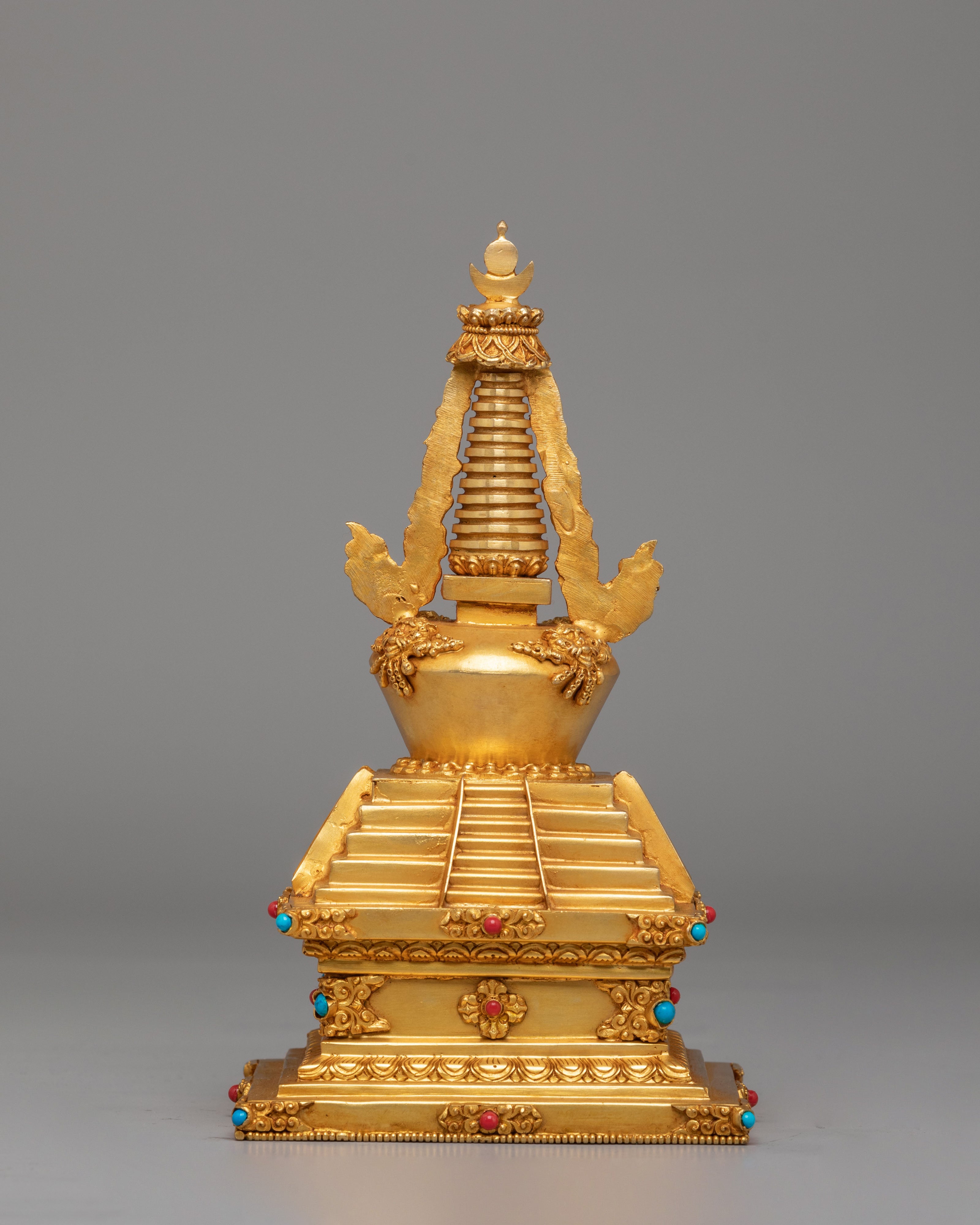 Buddhist Stupa Descent from Heaven | Sacred Sculpture for Meditation