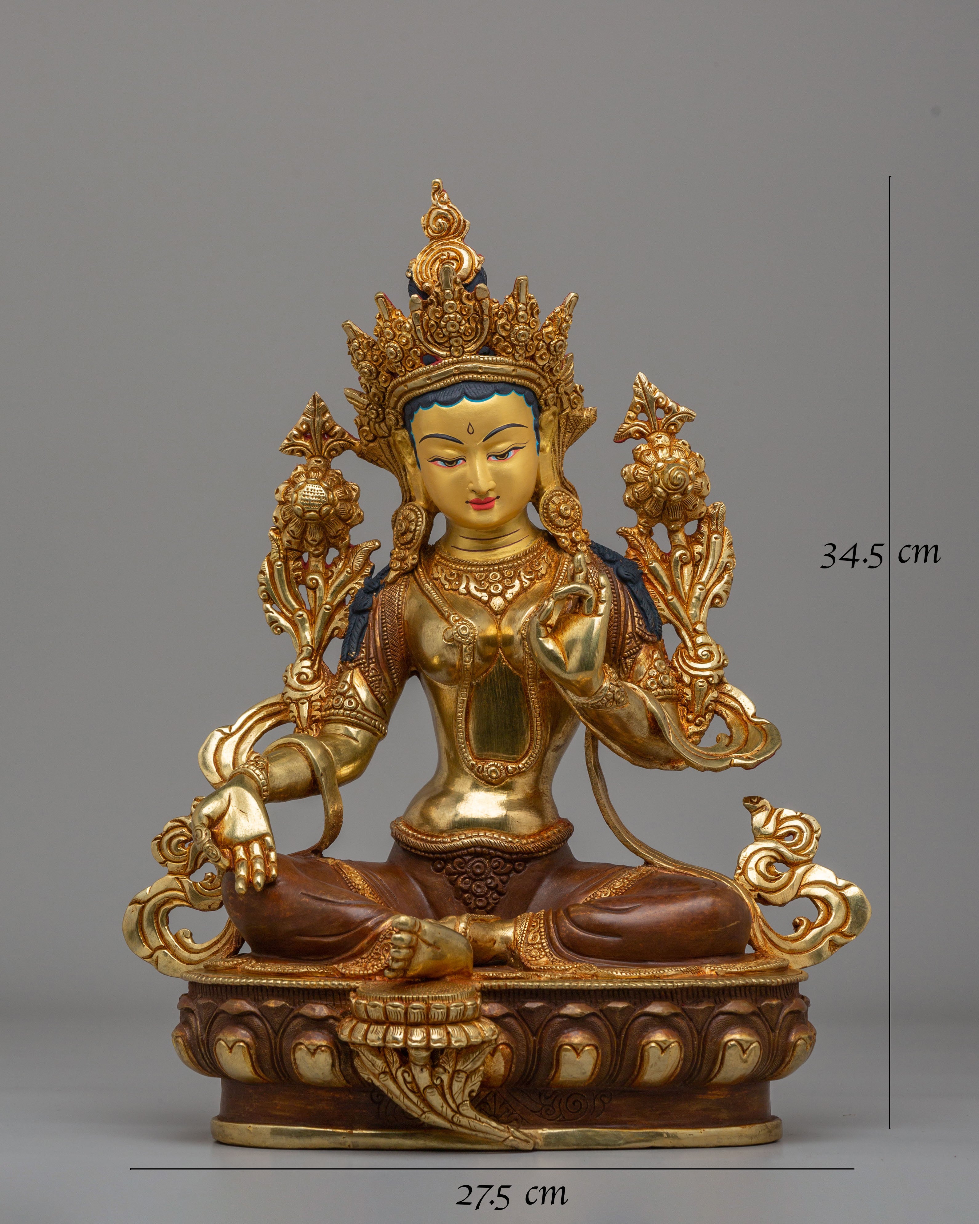 Handcrafted Green Tara Statue | Tibetan Buddhist Goddess Sculpture