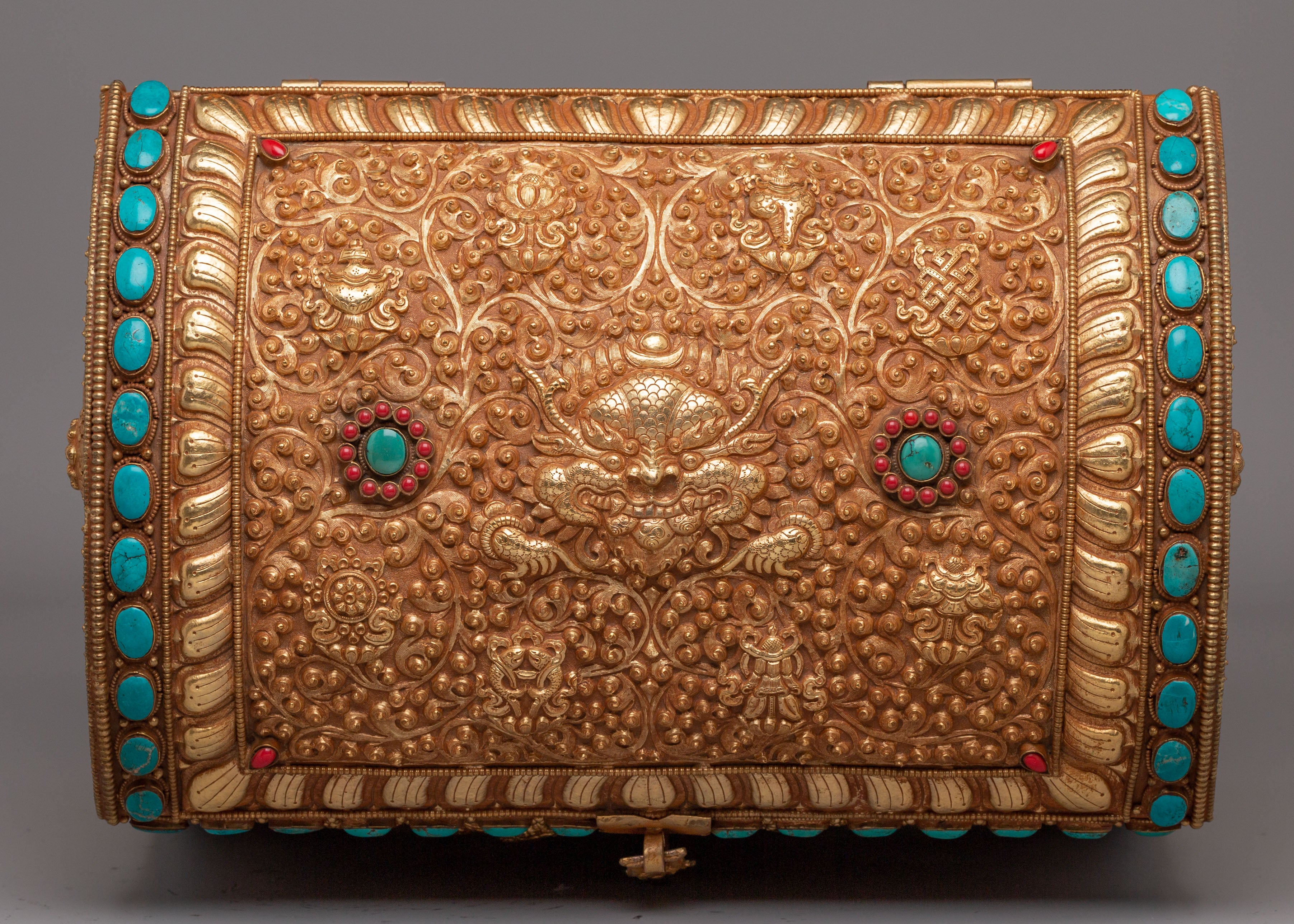 Handmade Dragon Treasure Box | Gemstone & Gold Plated Copper