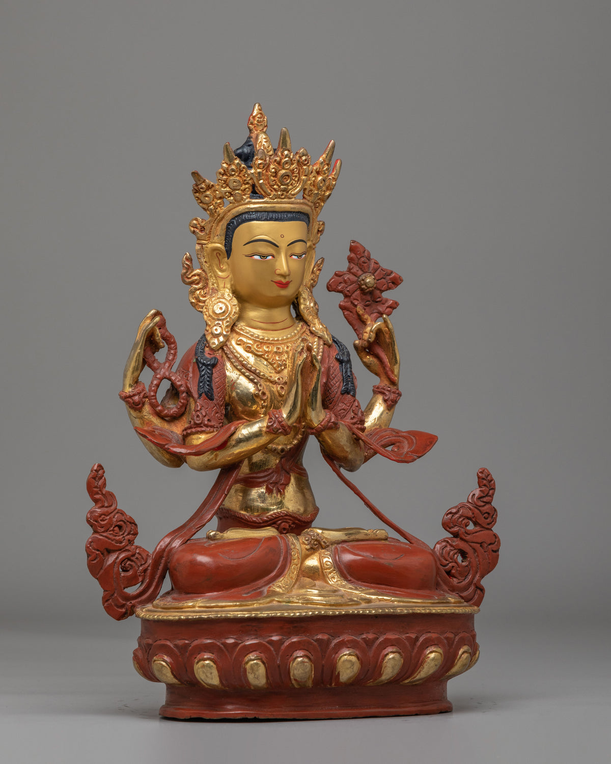 Chenrezig Avalokiteshvara Sculpture | Handcrafted Tibetan Buddha Statue