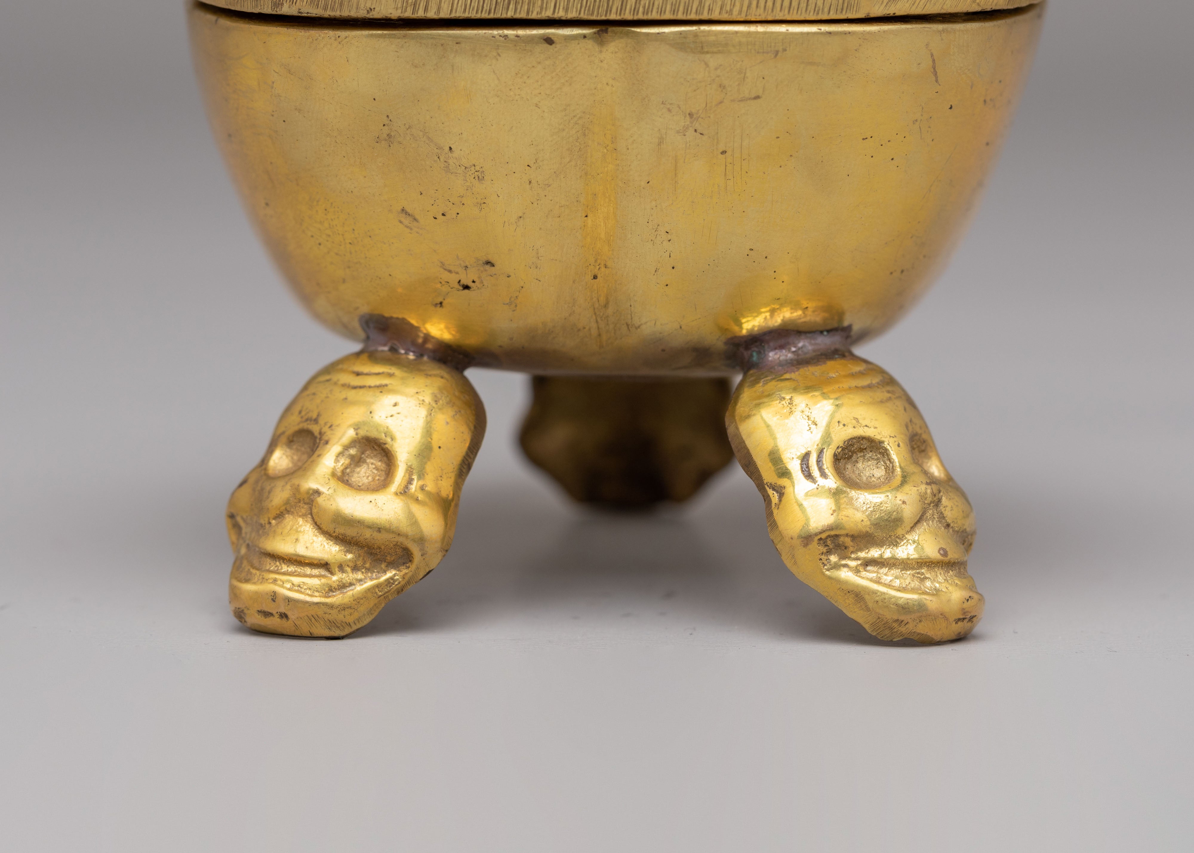 Buddhist Skull Cup Offering | Brass Kapala Ritual Vessel | Sacred Altar Decor