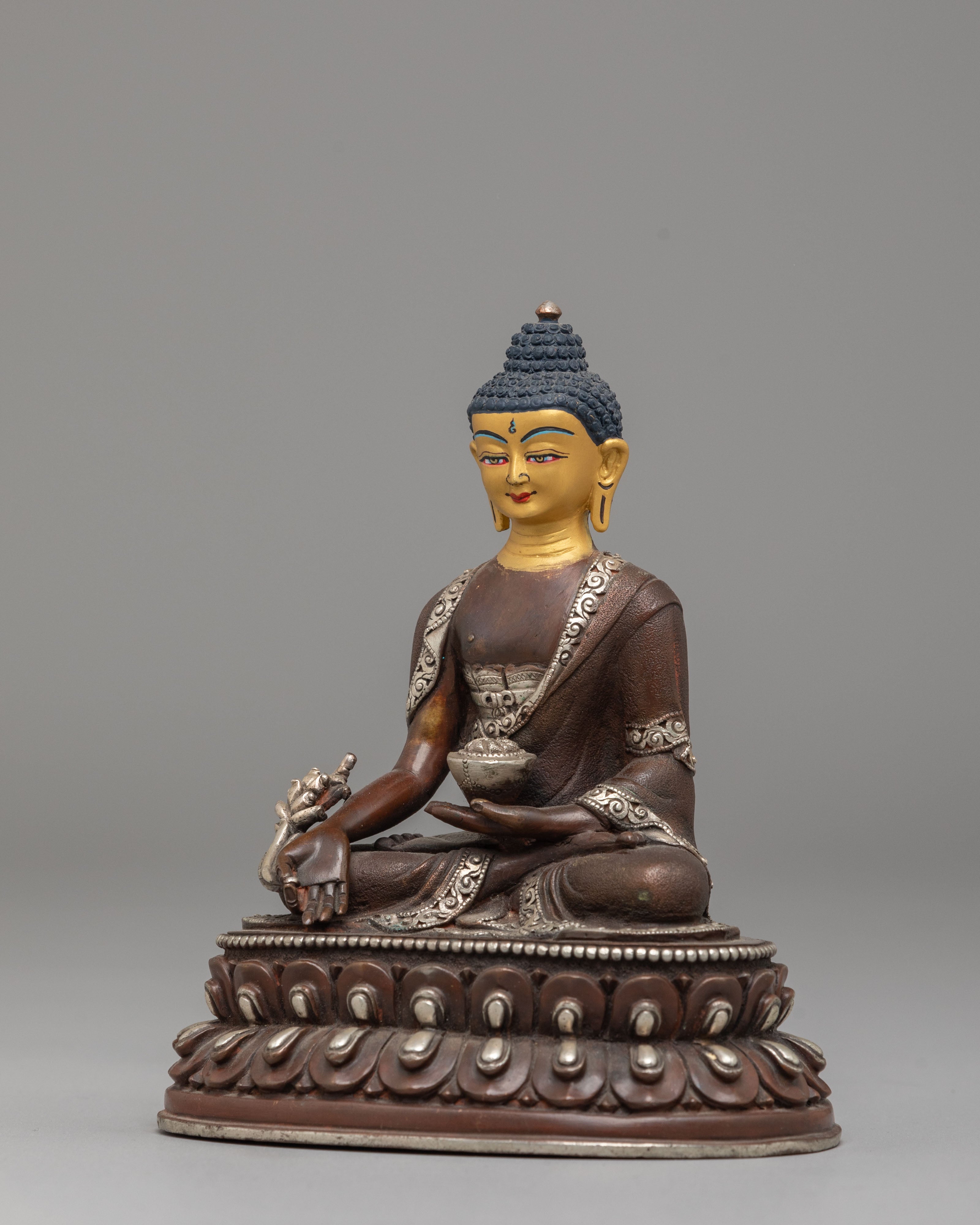 Handcrafted Tibetan Medicine Buddha Sculpture | Copper Buddhist Statue
