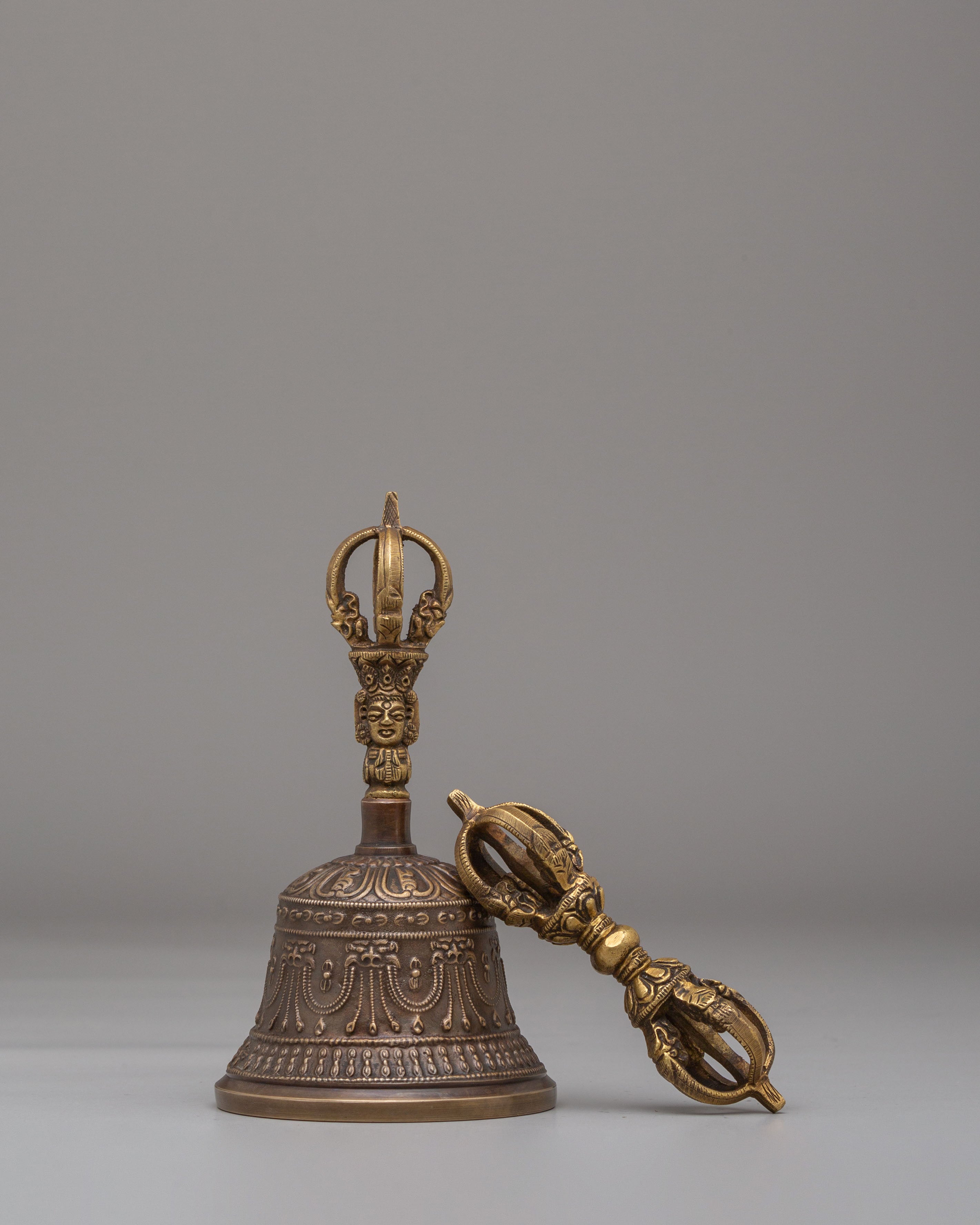 Tibetan Buddhism Vajra and Bell Set | Bronze Ritual Tools