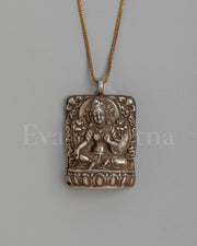 Tibetan Buddhist Green Tara Locket | 92.5 Sterling Silver Fire Gilt Pendant