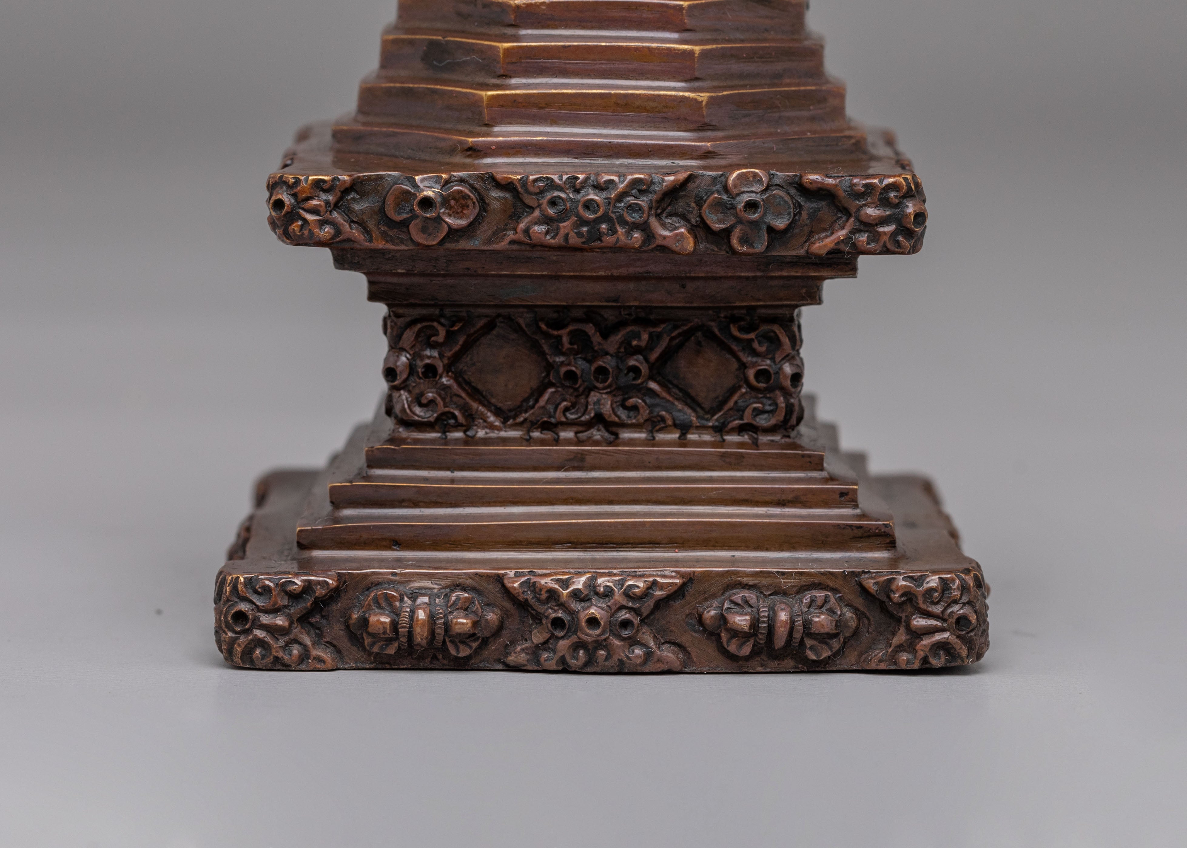 Spiritual Stupa of Reconciliation | Handcrafted Oxidized Copper Sculpture
