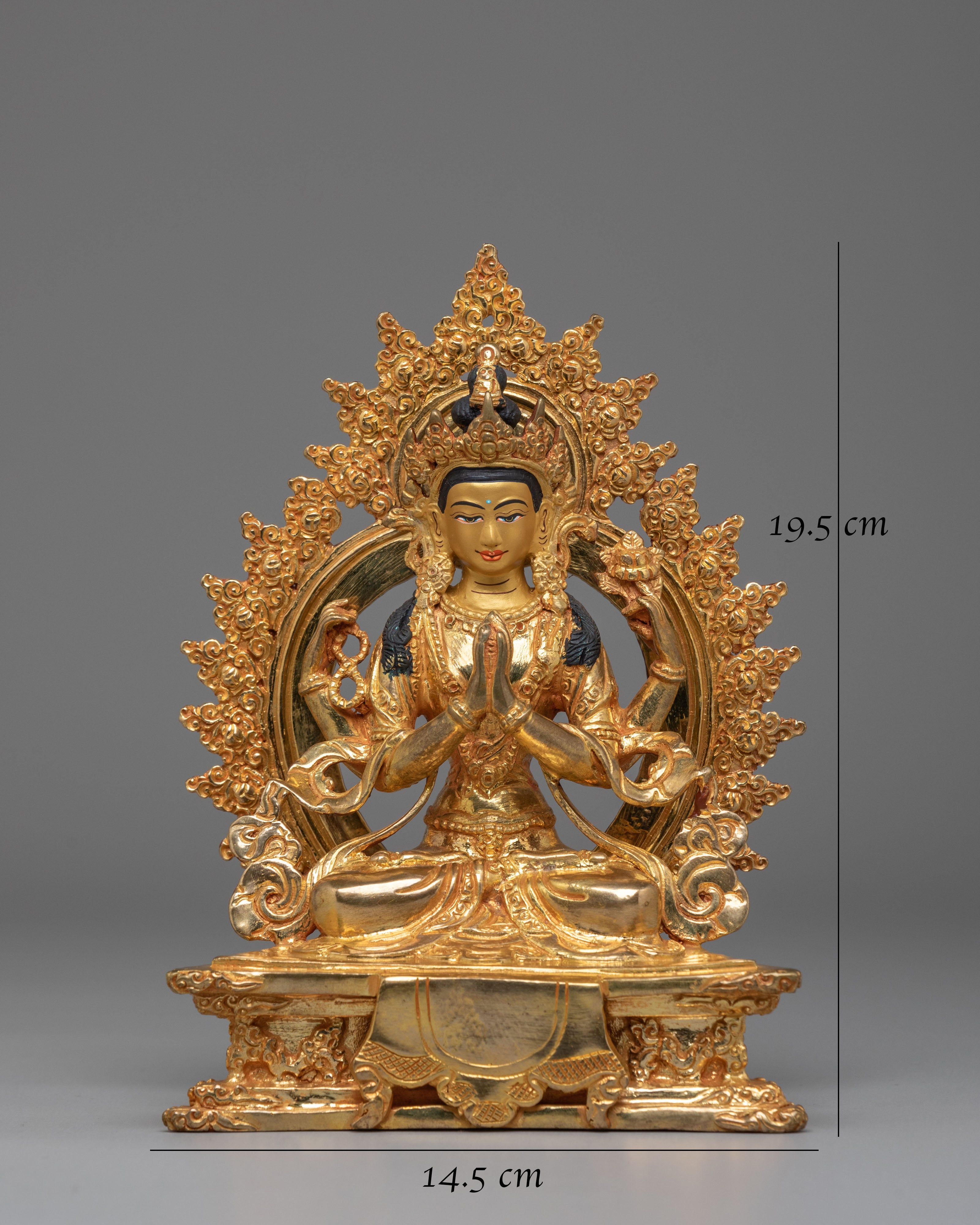 Spiritual Chenrezig on Throne Statue | Symbol of Compassion & Protection