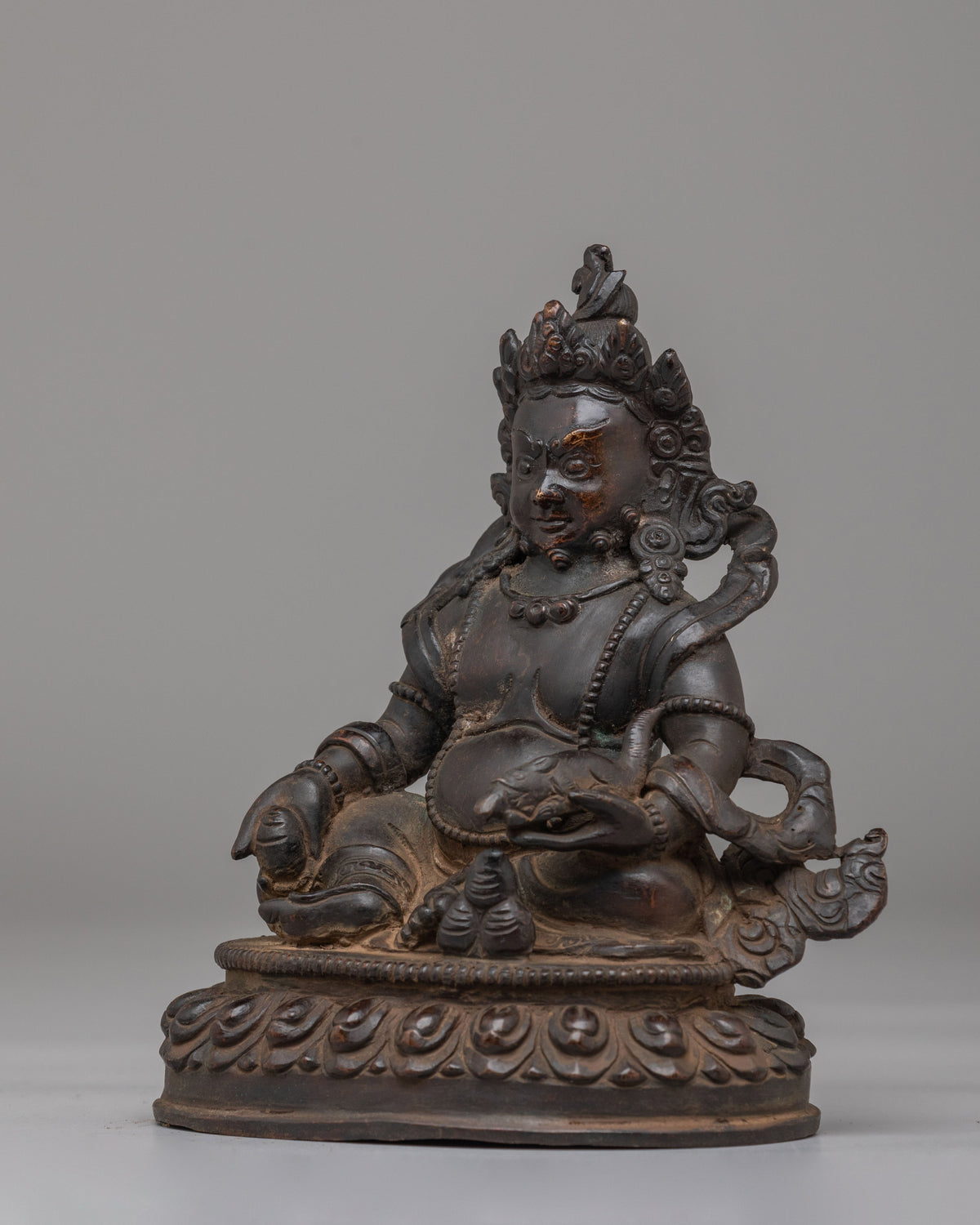 Ceremonial Dzambhala Wealth Deity Sculpture | Tibetan Buddhist Prosperity Figurine