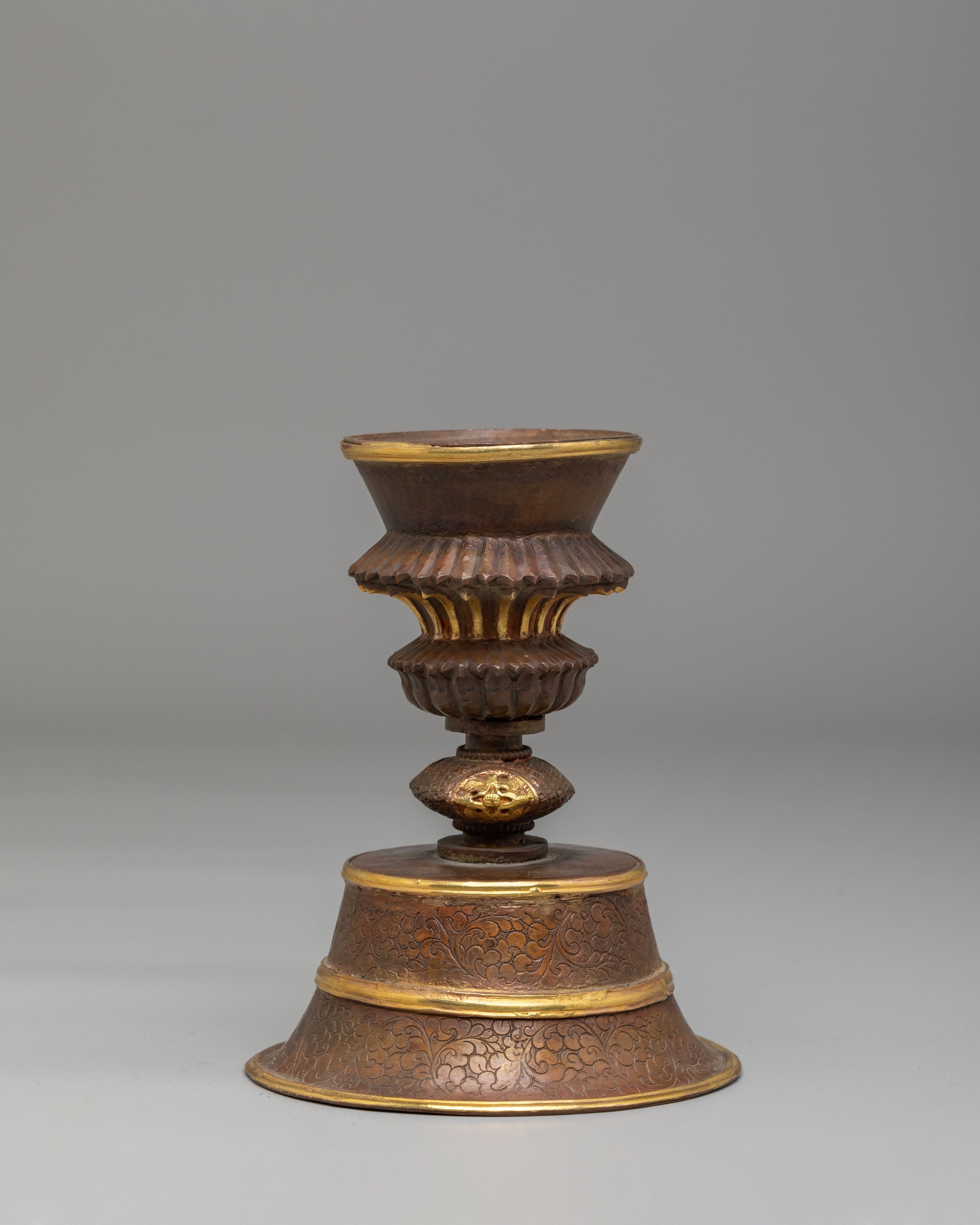 Himalayan Altar Butter Lamp | Sacred Copper Ritual Lamp