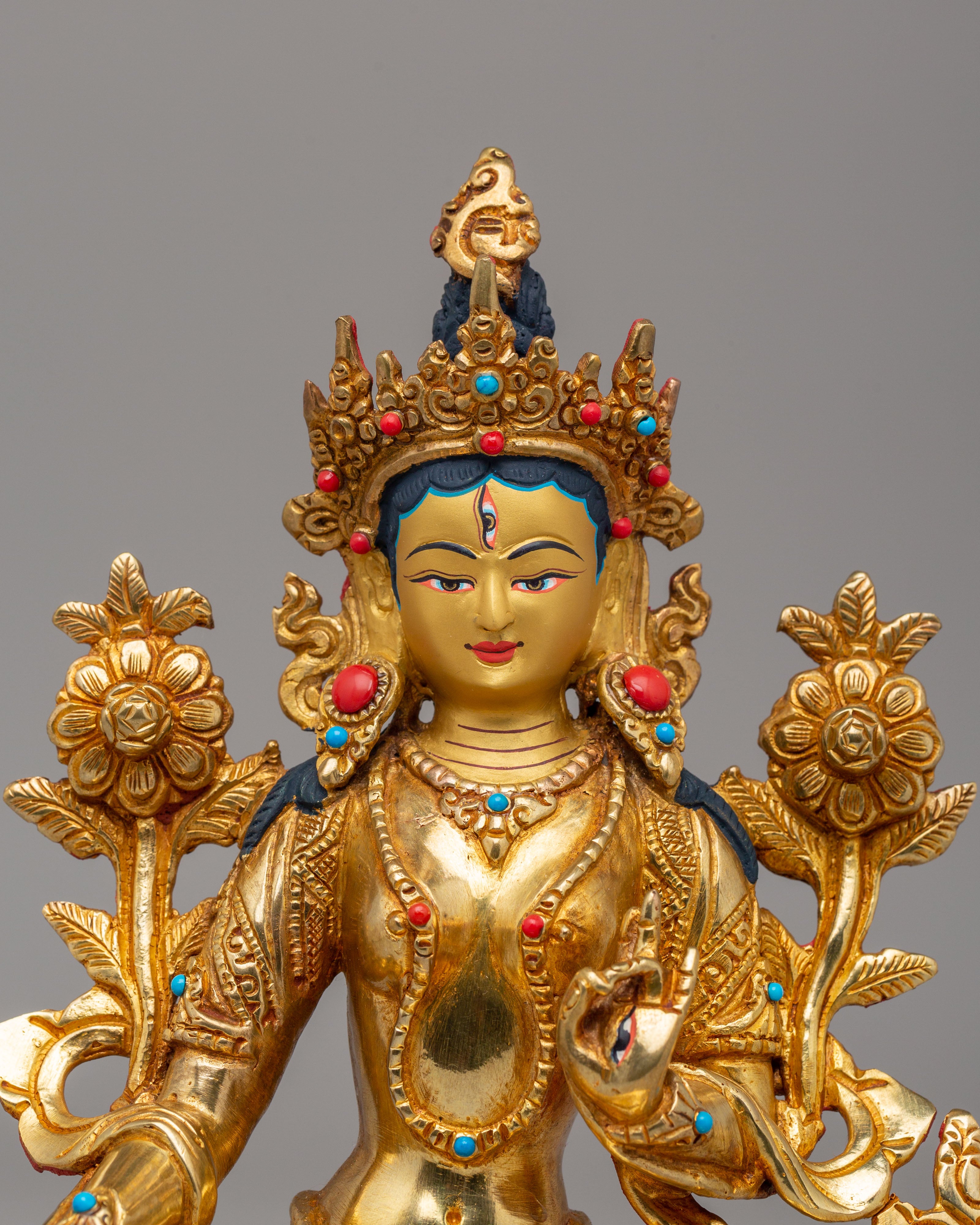 Tibetan Buddhist White Tara Statue |  24K Gold Plated Sita Tara Sculpture