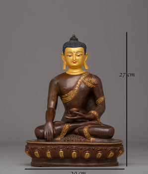 Buddha Shakyamuni Divine Statue | Sacred Copper & Gold-Plated Sculpture