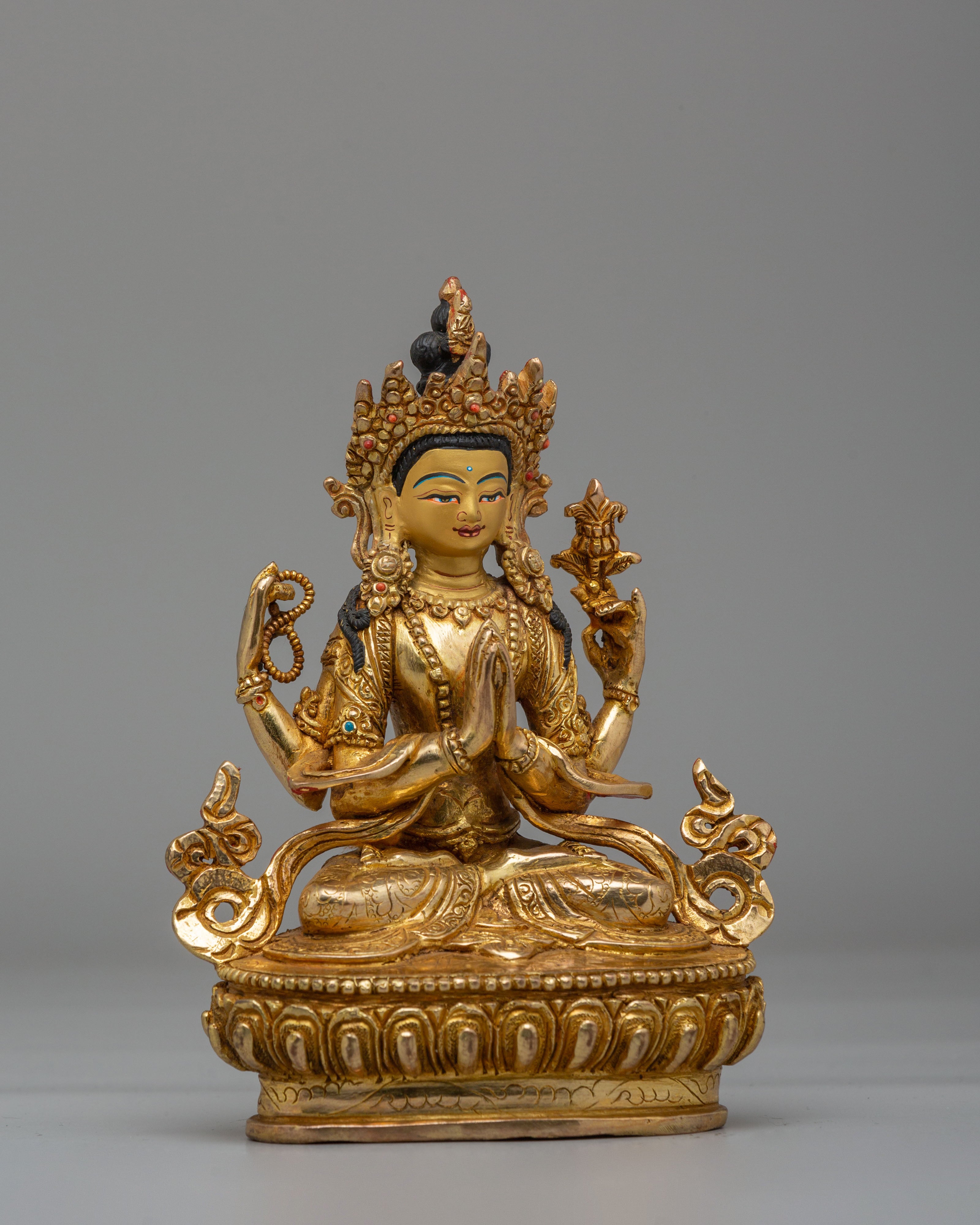 Handcrafted Chenrezig Statue | Tibetan Bodhisattva of Compassion Art