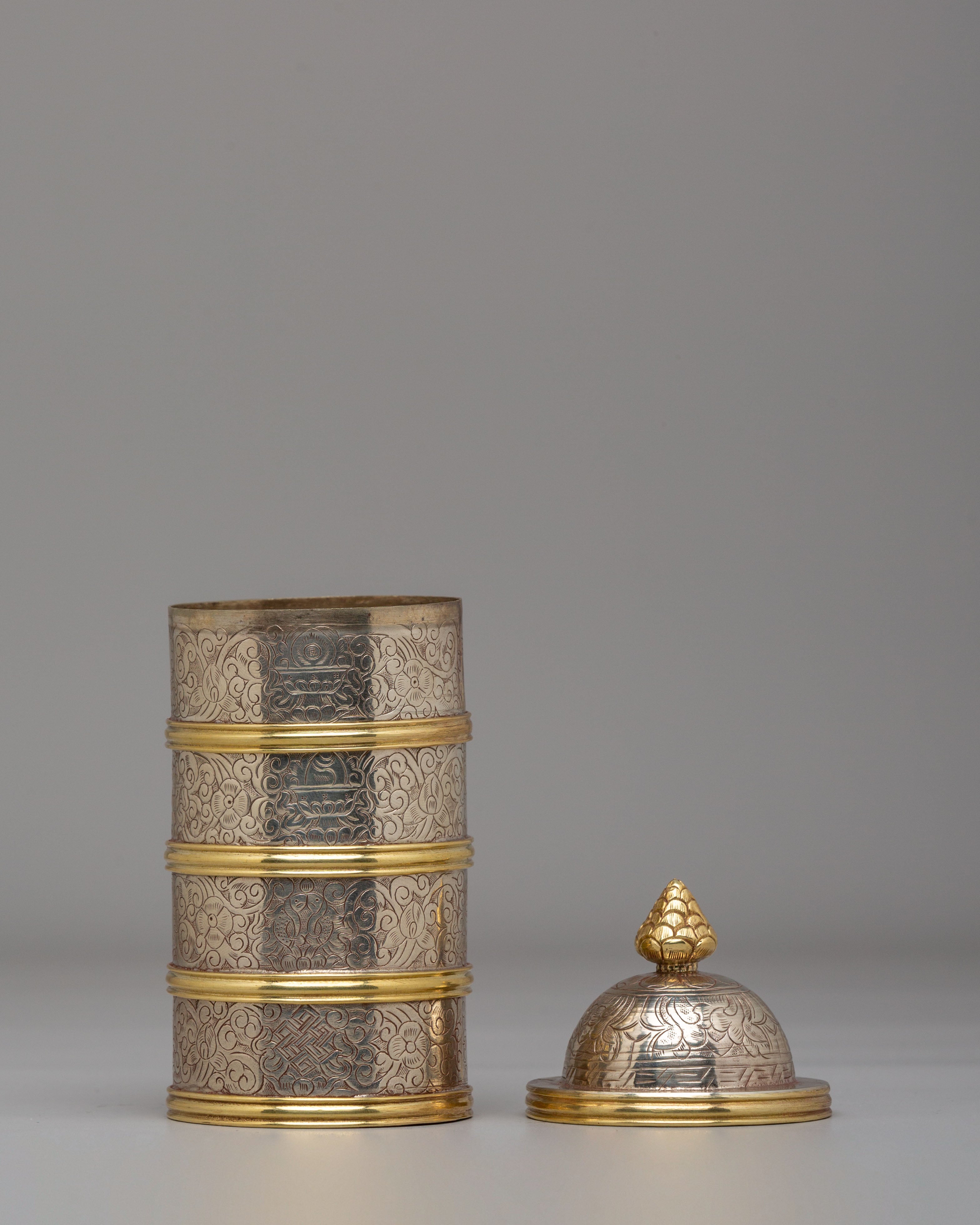 Himalayan Buddhist Altar Rice Pot | Sacred Ritual Offering Vessel