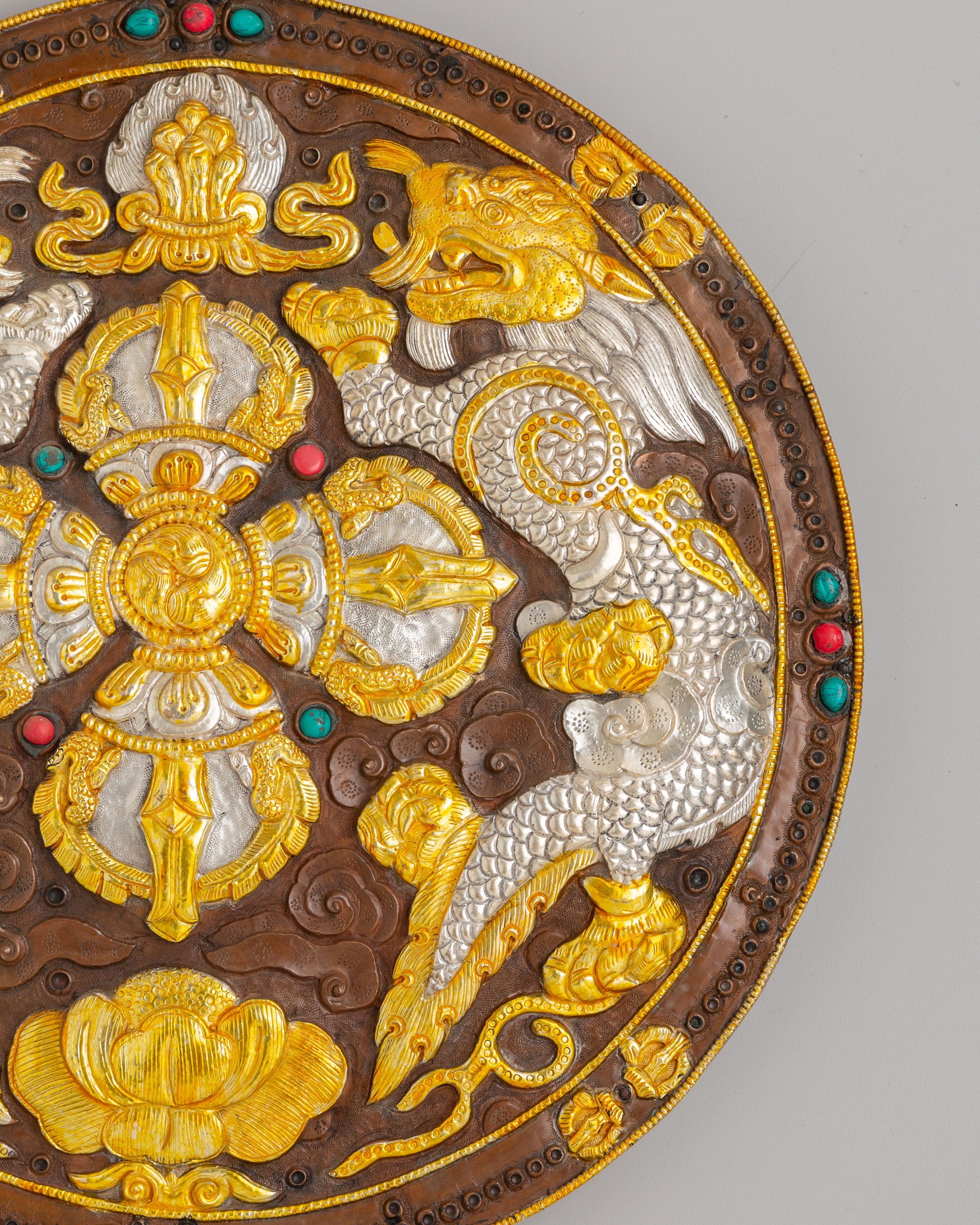 Spiritual Bishwo Vajra Wall Hanging | Gold Plated Buddhist Artwork