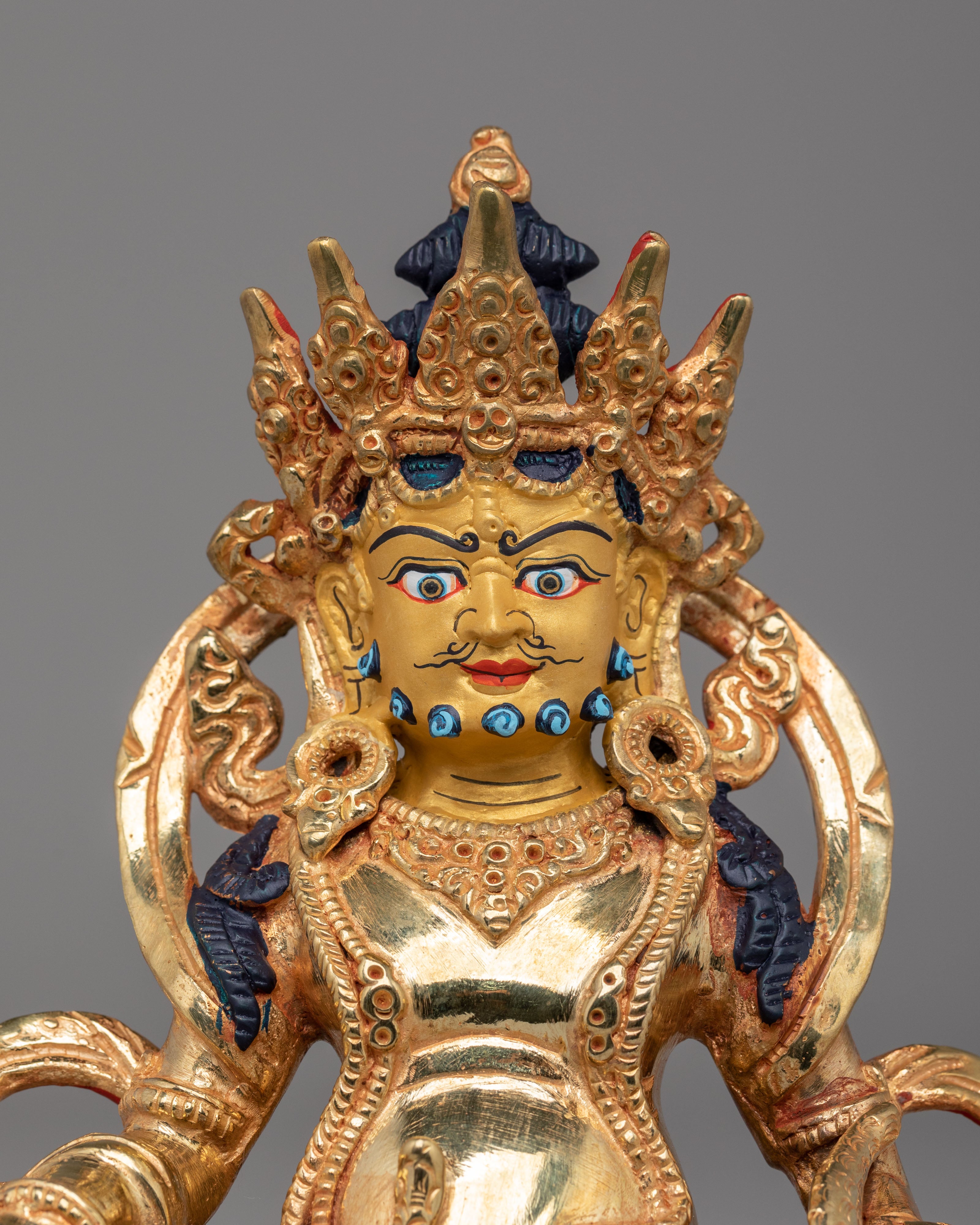 Traditional Dzambhala Wealth Deity Statue | Copper Body for Spiritual Blessings