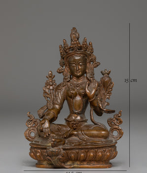 Oxidized Copper Statue of Green | Mother of All Buddhas