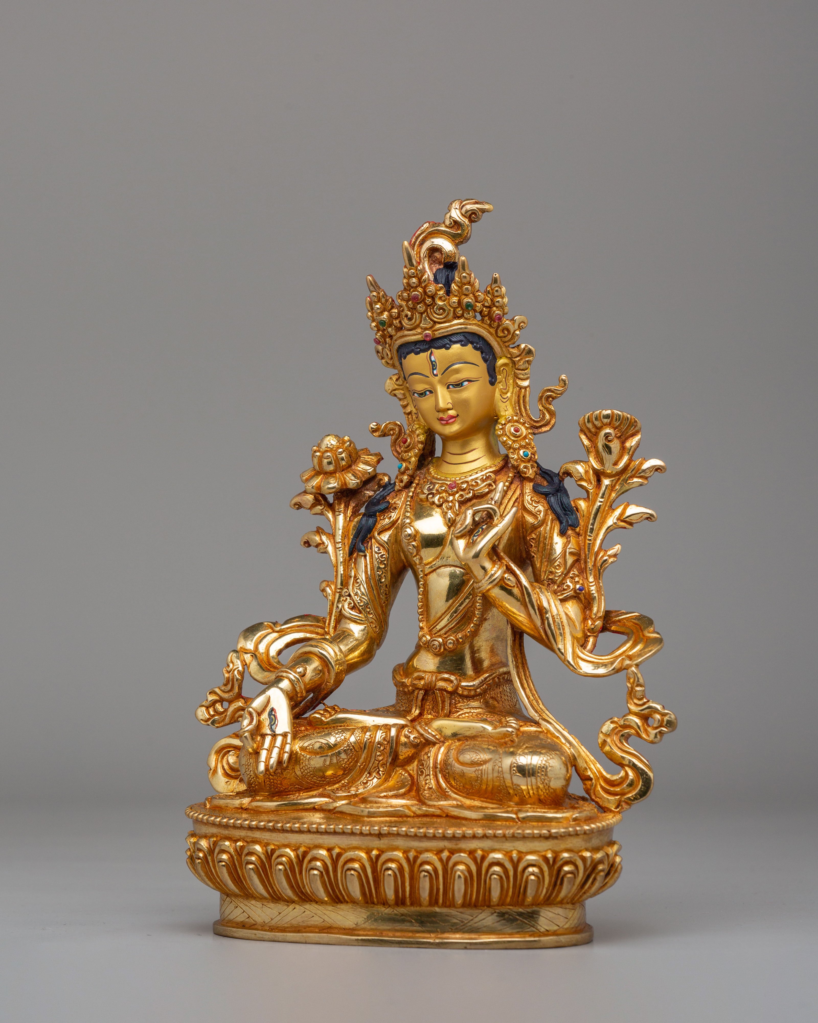 Traditional White Tara Statue | Handmade Tibetan Artwork