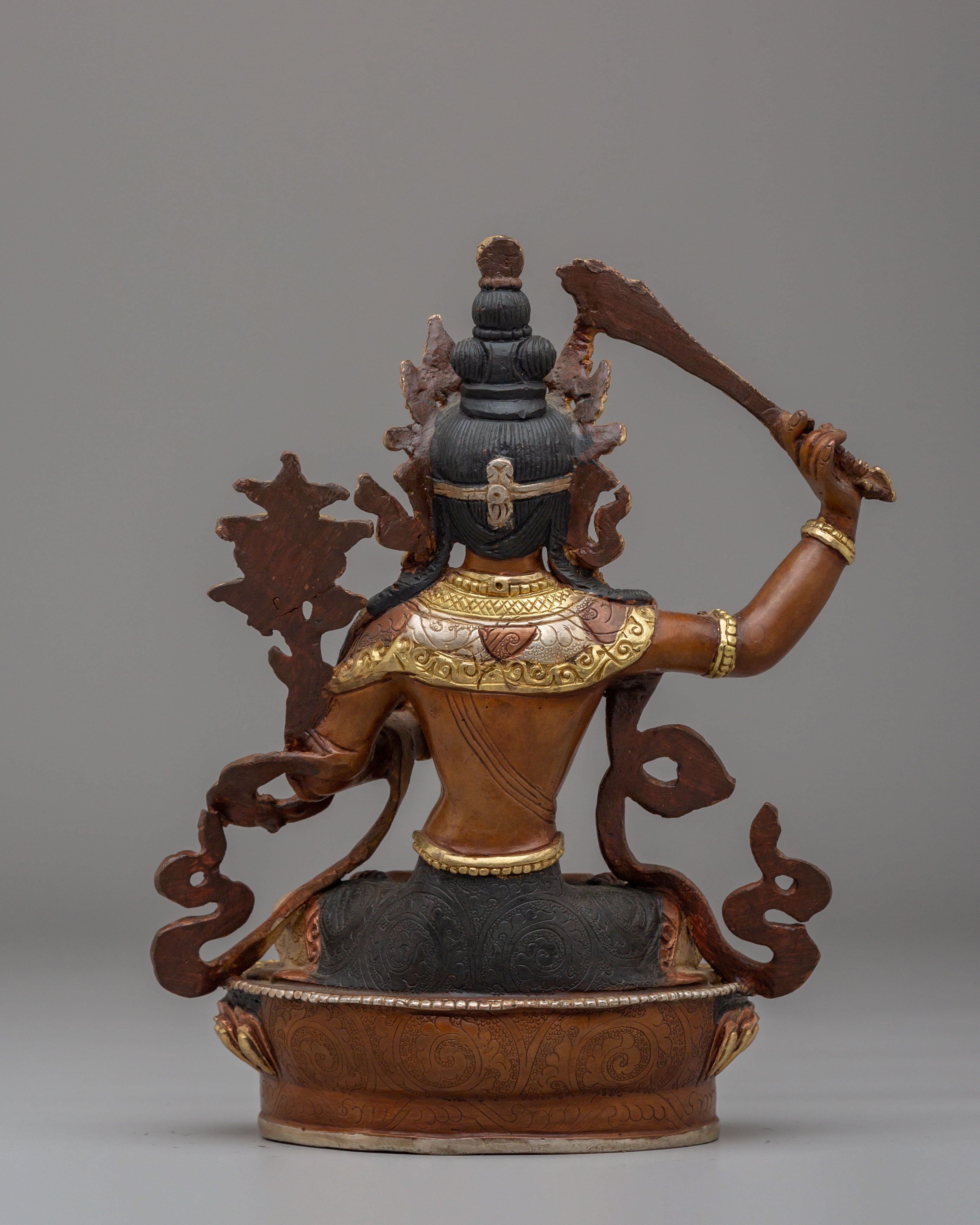 Handcrafted Tibetan Manjushri Copper Statue | Wisdom Deity Statue