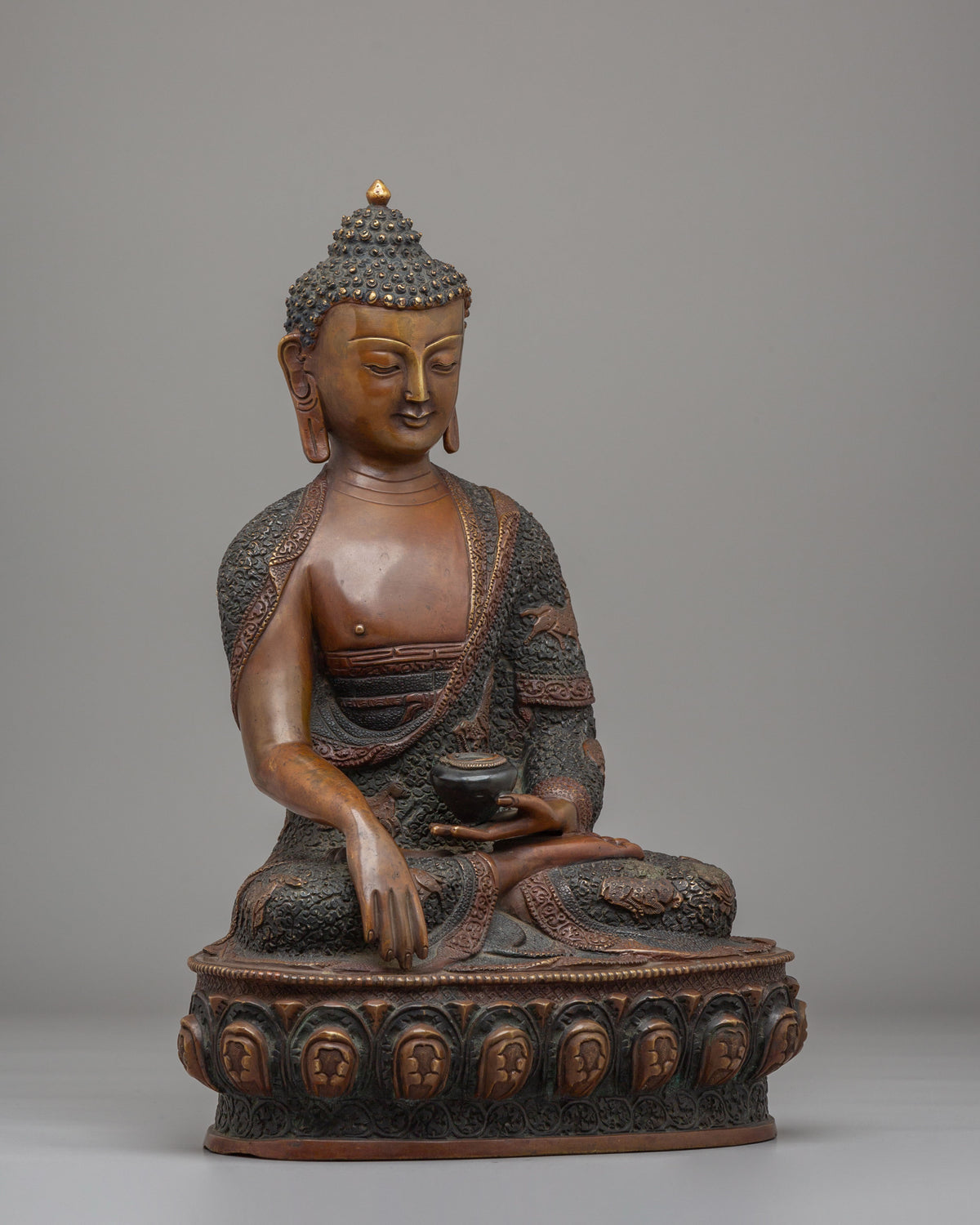 Namo Altar Shakyamuni Buddha Statue | Oxidized Copper Buddhist Sculpture