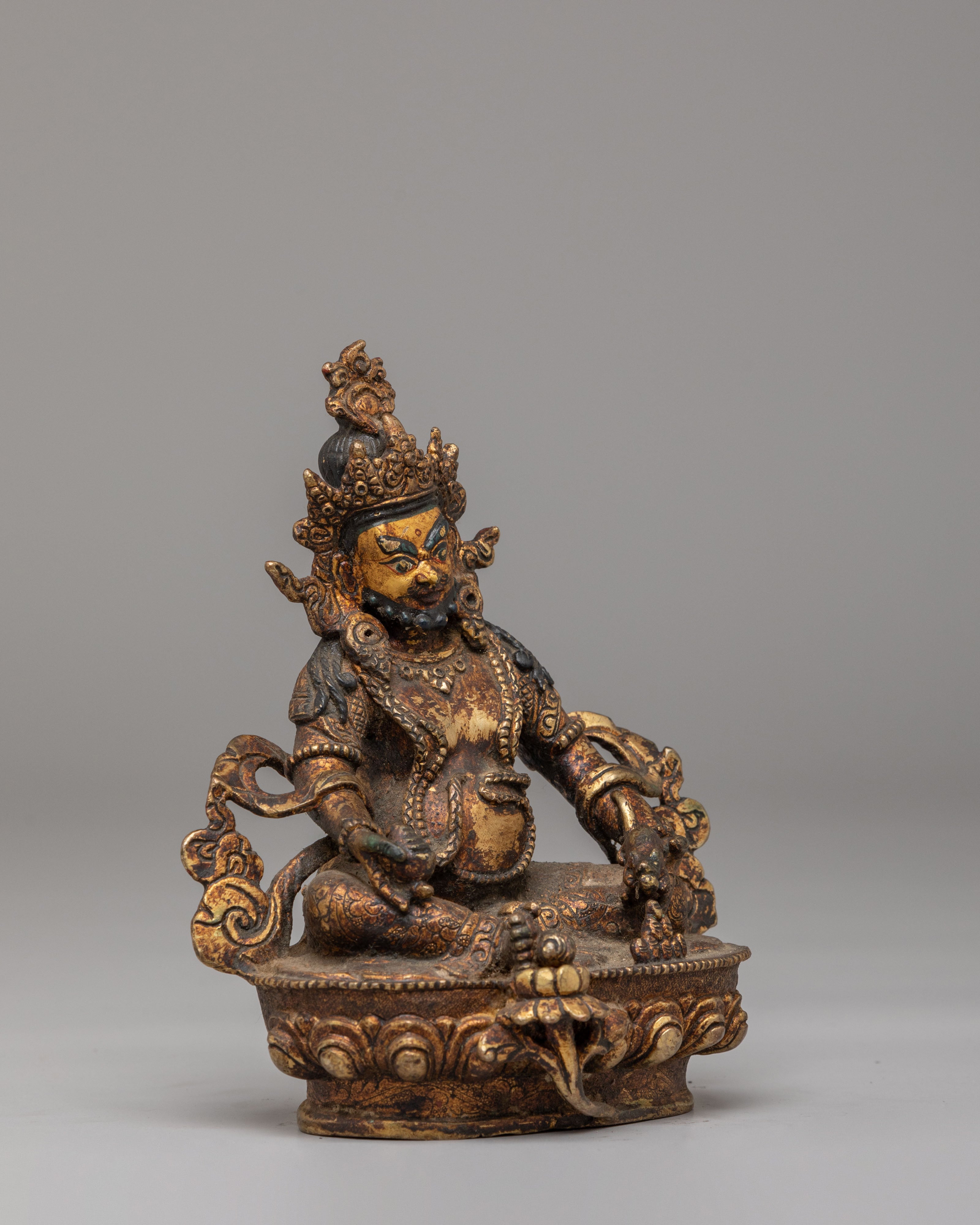 Spiritual Wealth Dzambhala Sculpture | Handcrafted Tibetan Deity Figurine