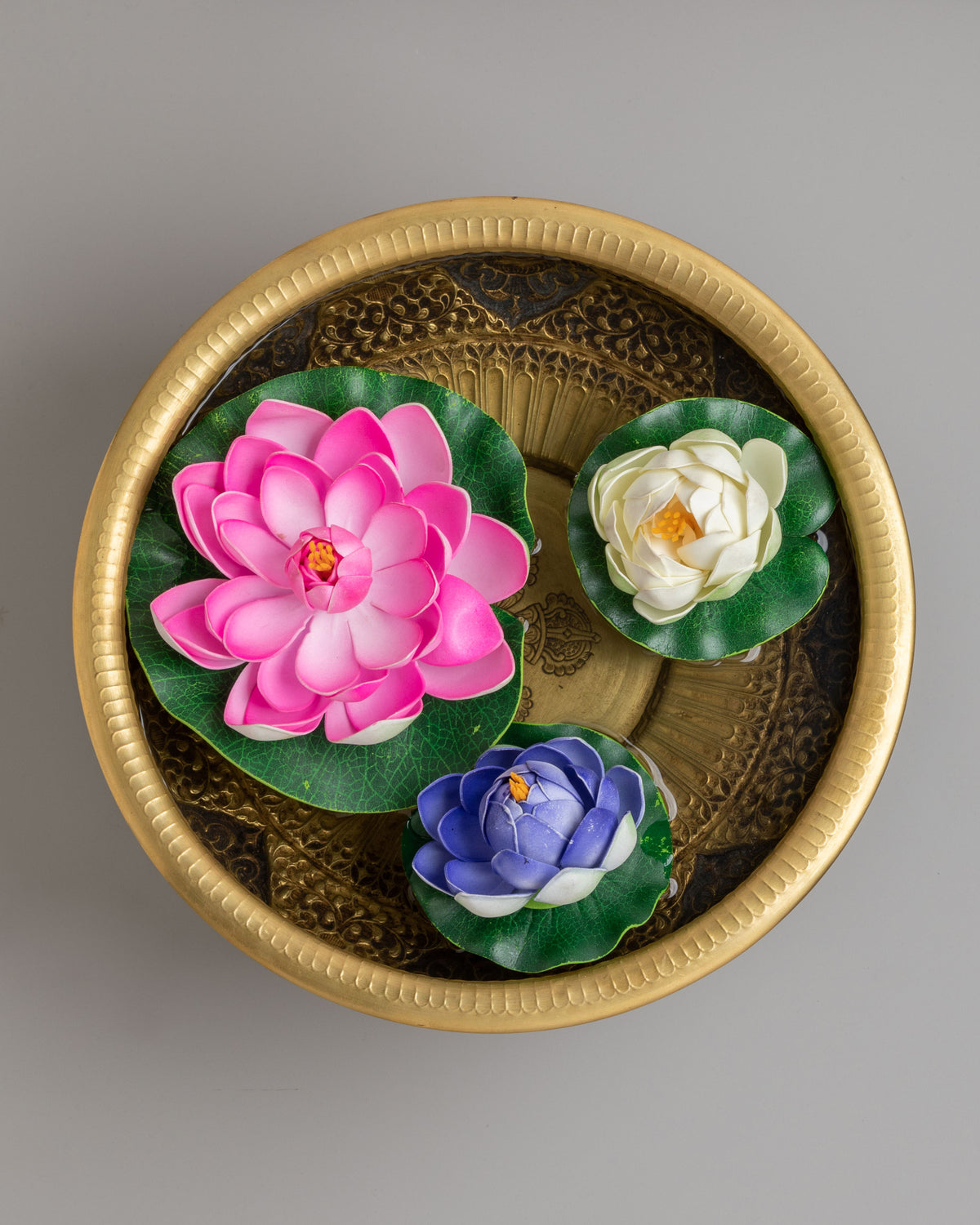 Buddhist Ritual Urli Bowl | Handcrafted Brass Flower Vessel