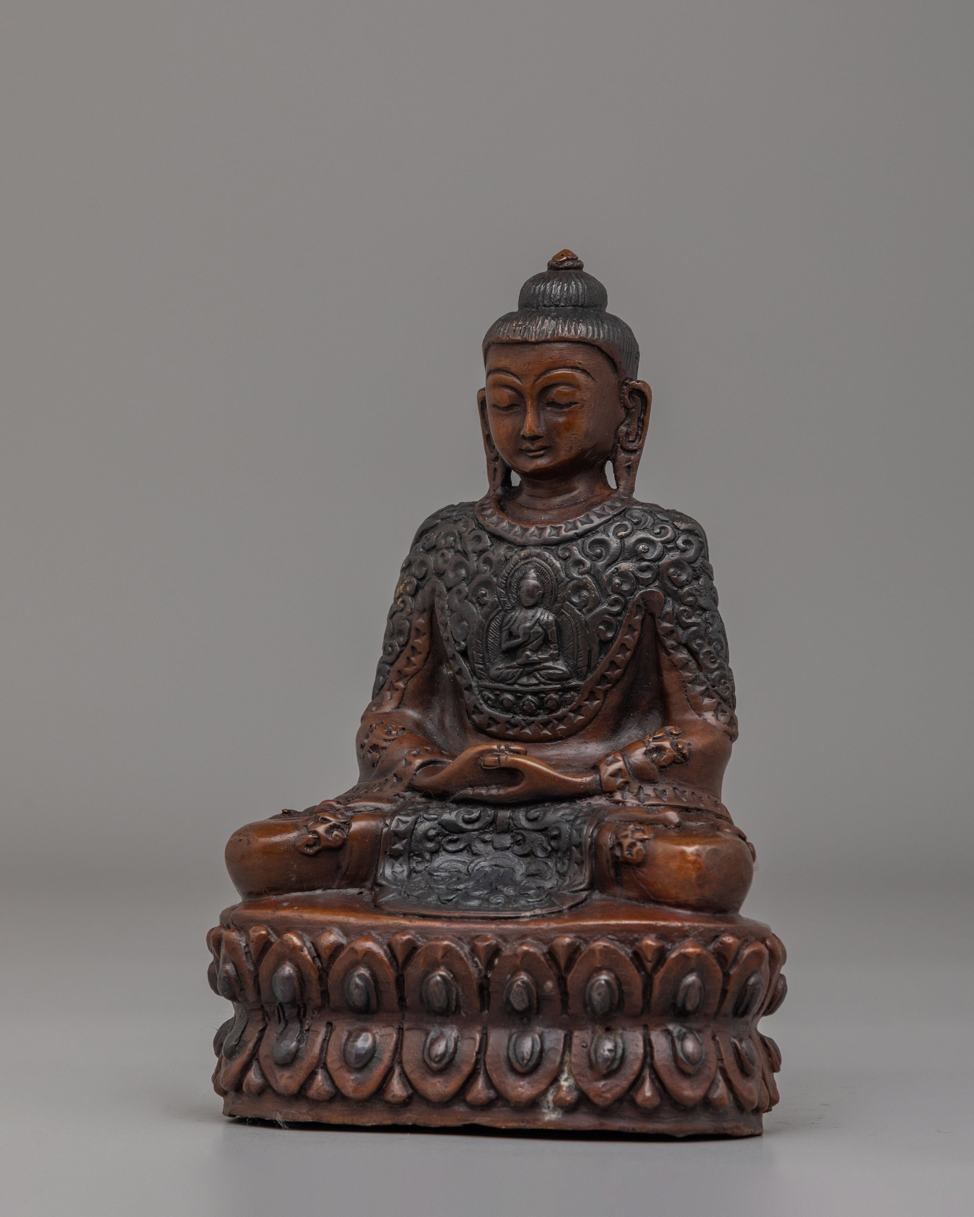 Amitabha Buddha Statue for Meditation | Oxidized Copper Buddha Figure