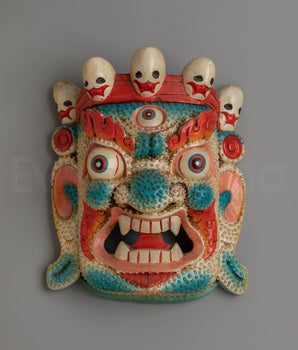 Bhairav Wooden Mask Wall Hanging