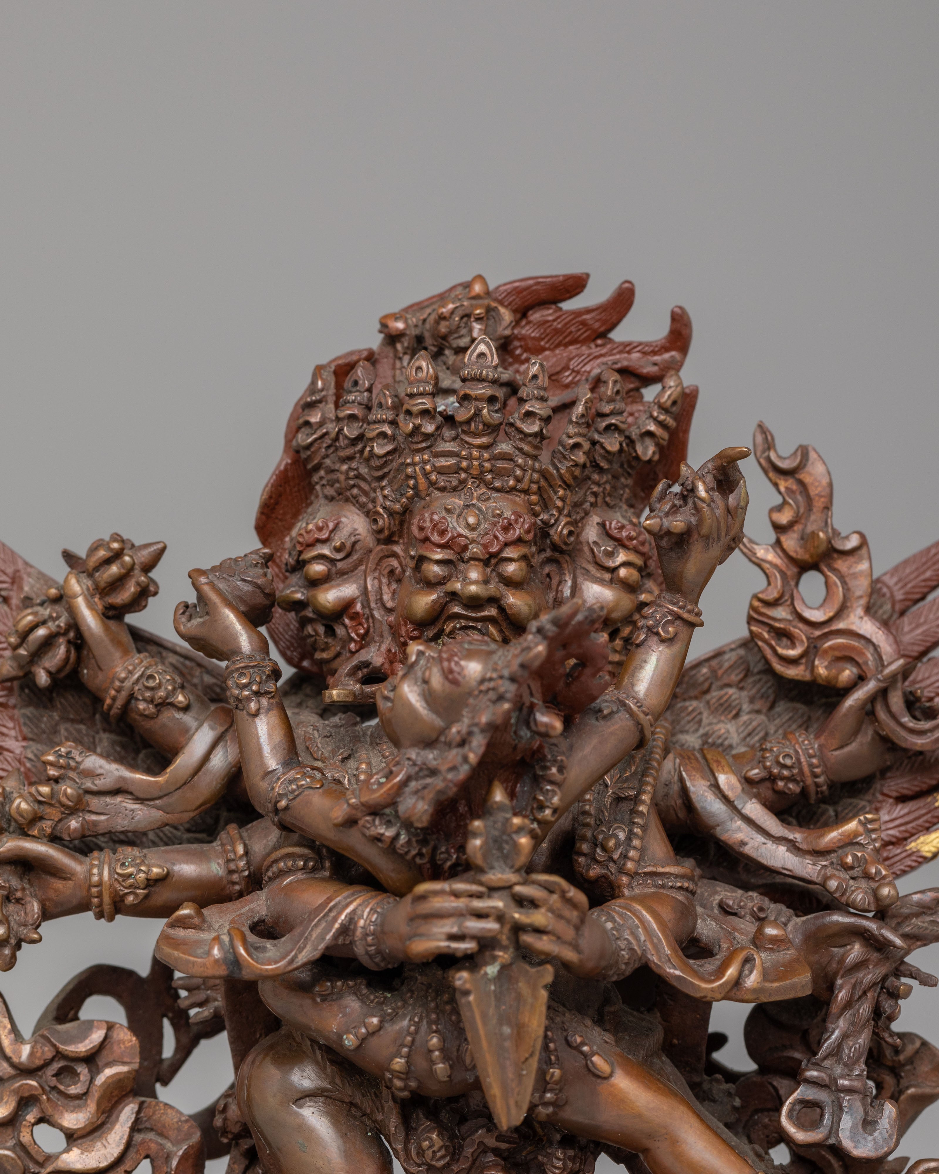 Vajrakilaya with Consort Statue | Oxidized Copper Body