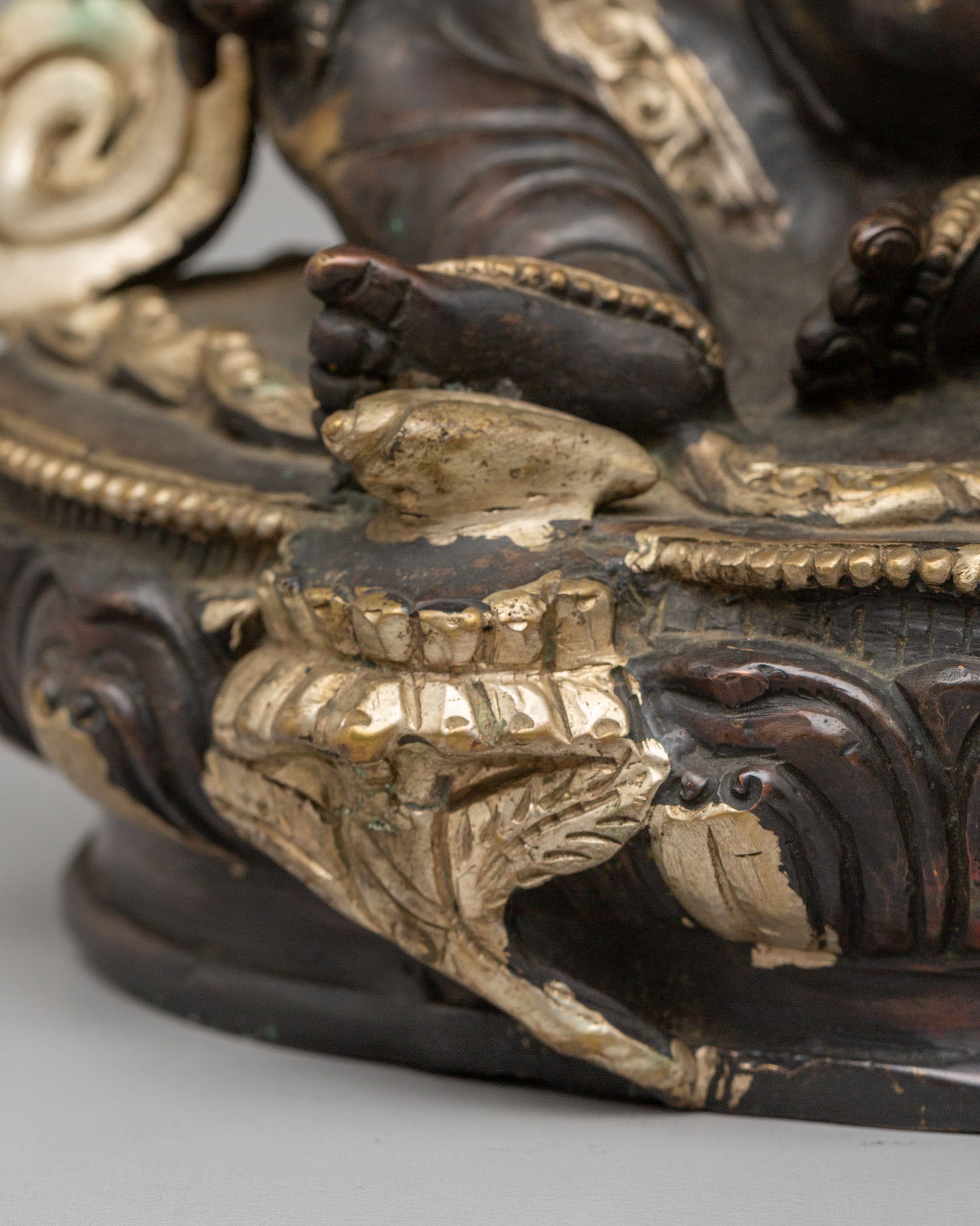 Handmade Wealth Deity Dzambhala Statue | Oxidized Copper Body With Silver Plating