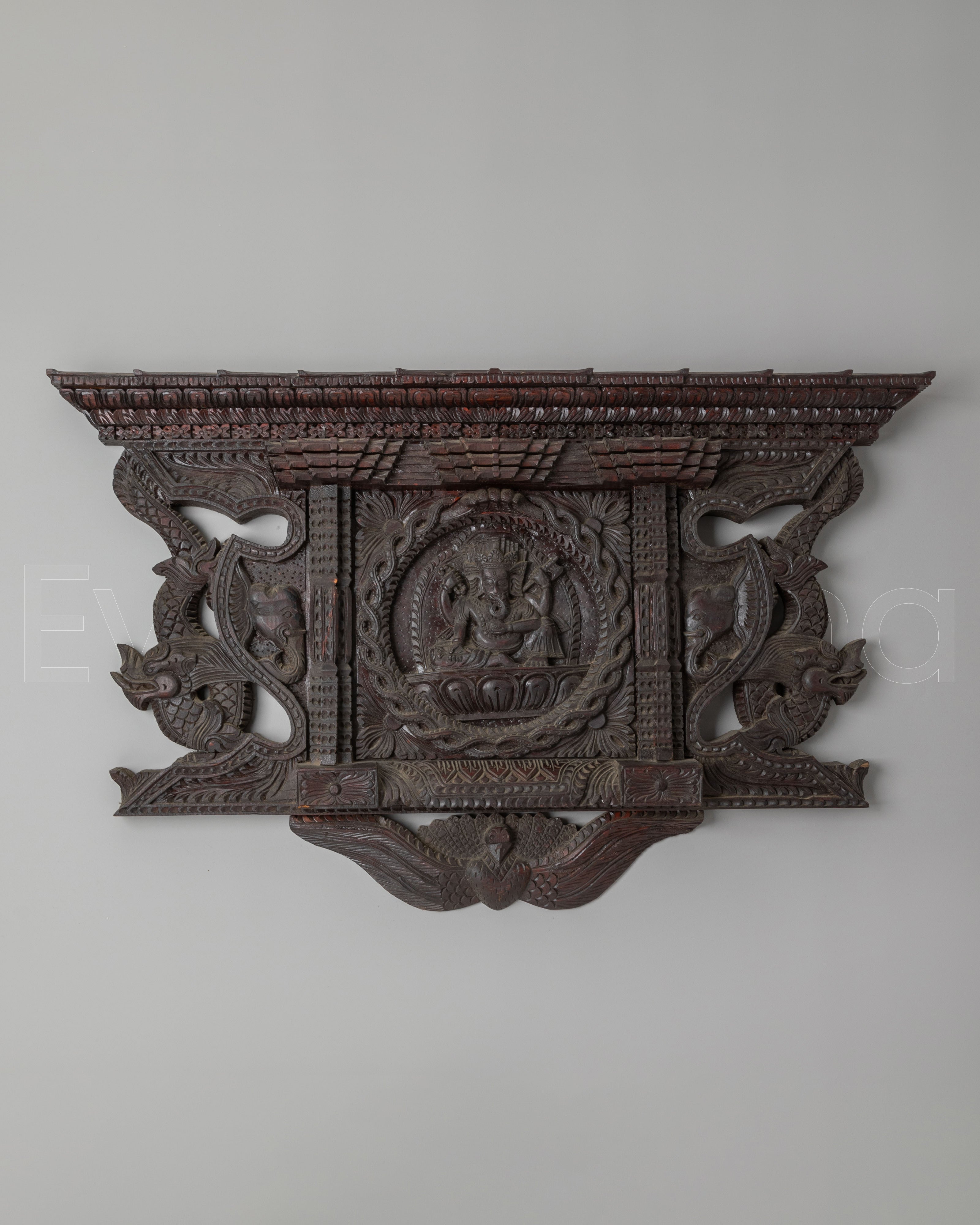 Wooden Wall Hanging with Ganesh Motif