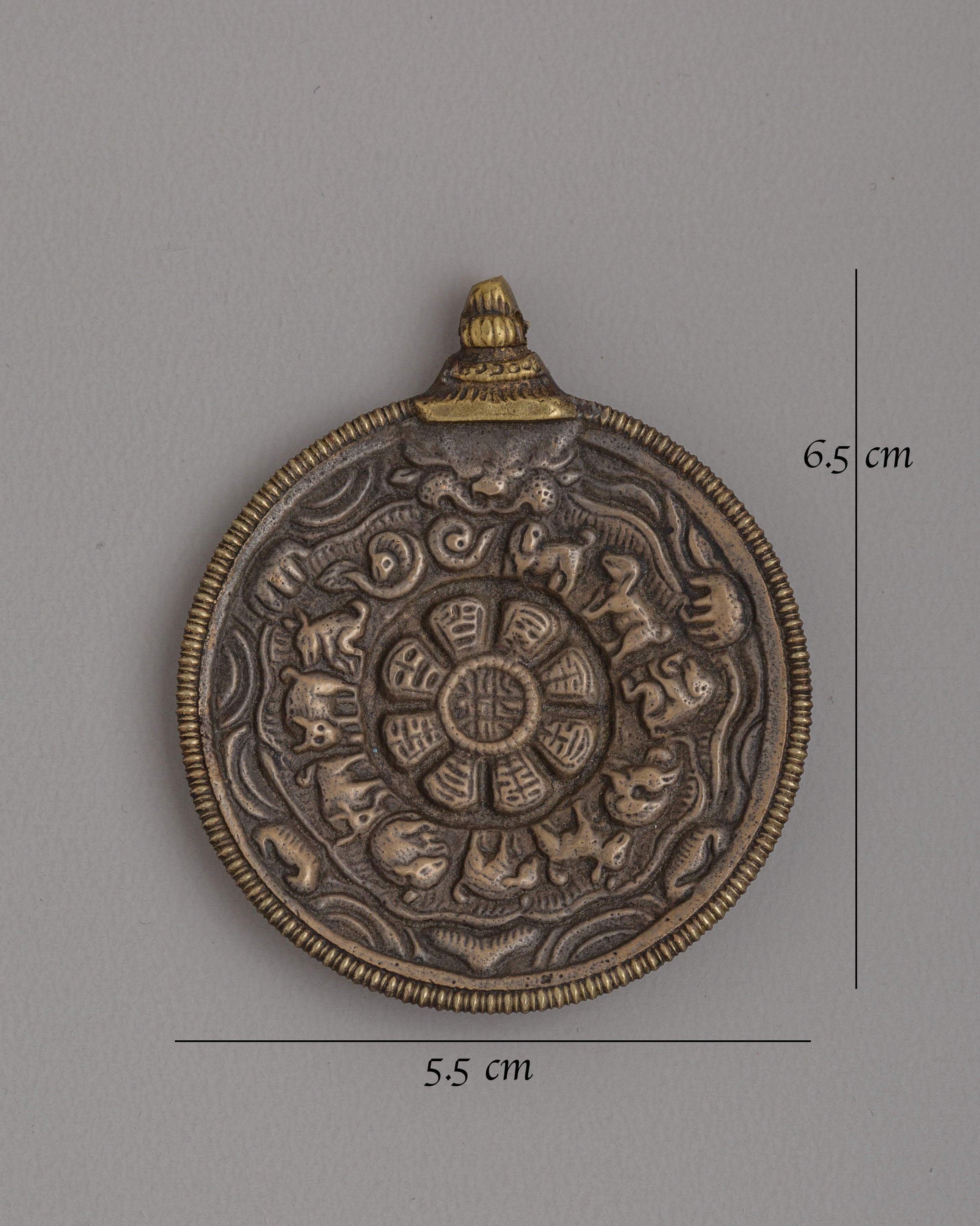 Traditional Tibetan Mirror with Zodiac Motifs | Symbolic Wall Art for Spiritual Decor