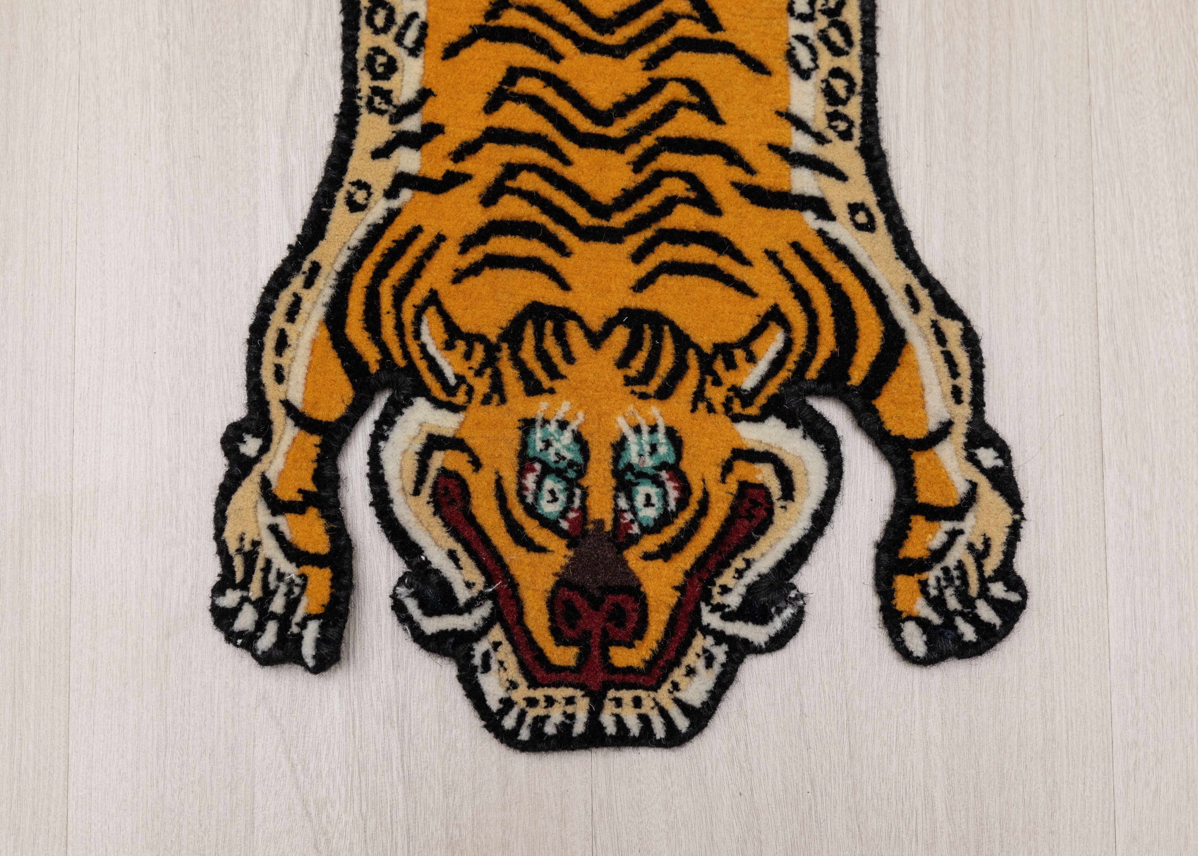 Himalayan Tiger Rug | Wool Tibetan Meditation Carpet