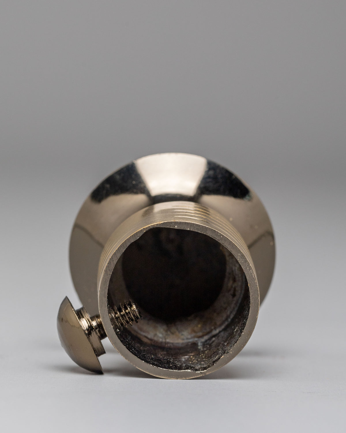 Buddhist Brocade Stick Cap | Polished Alloy Thangka Holder Accessories