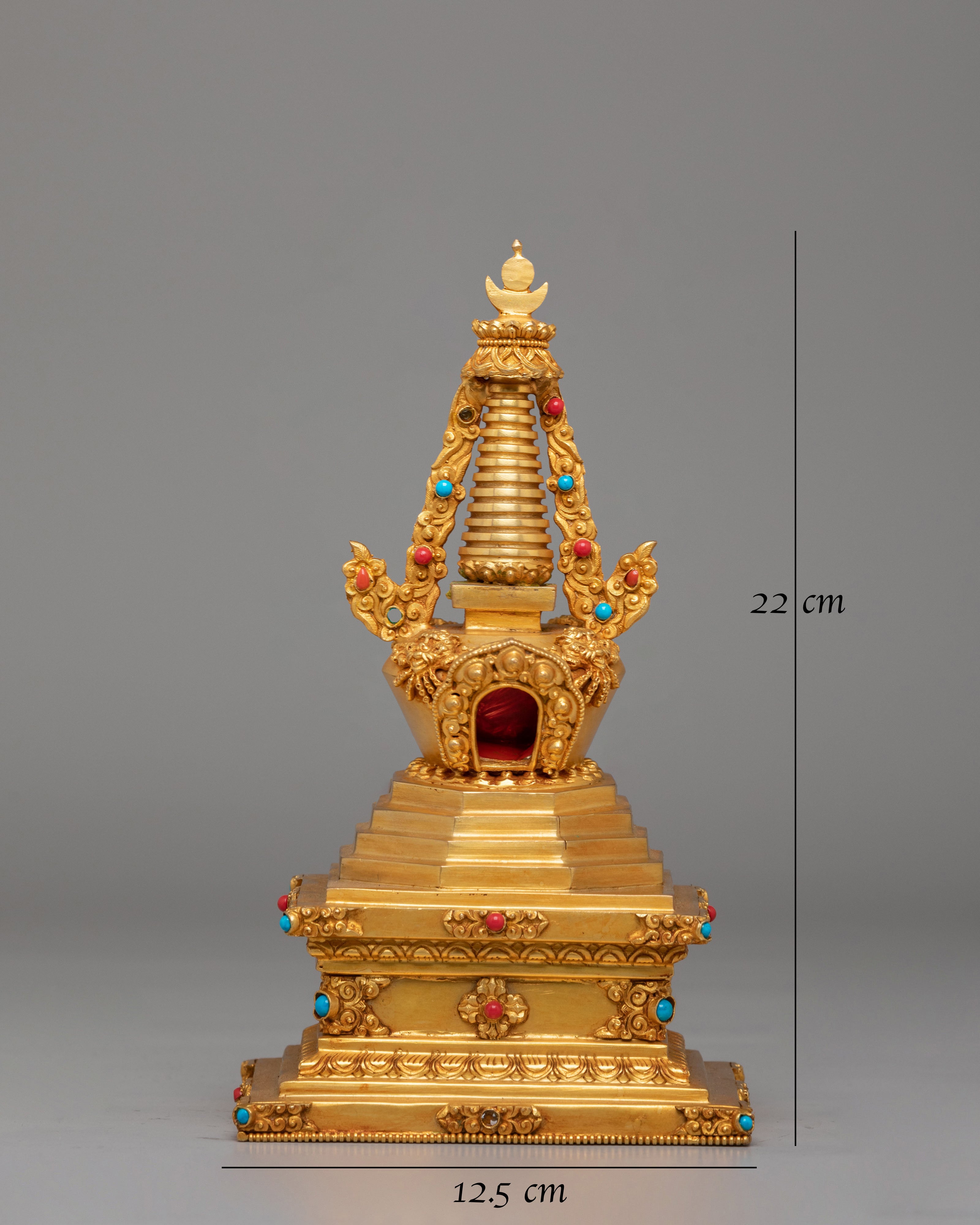 Gold Plated Tibetan Reconciliation Stupa | Stupa of Reconciliation