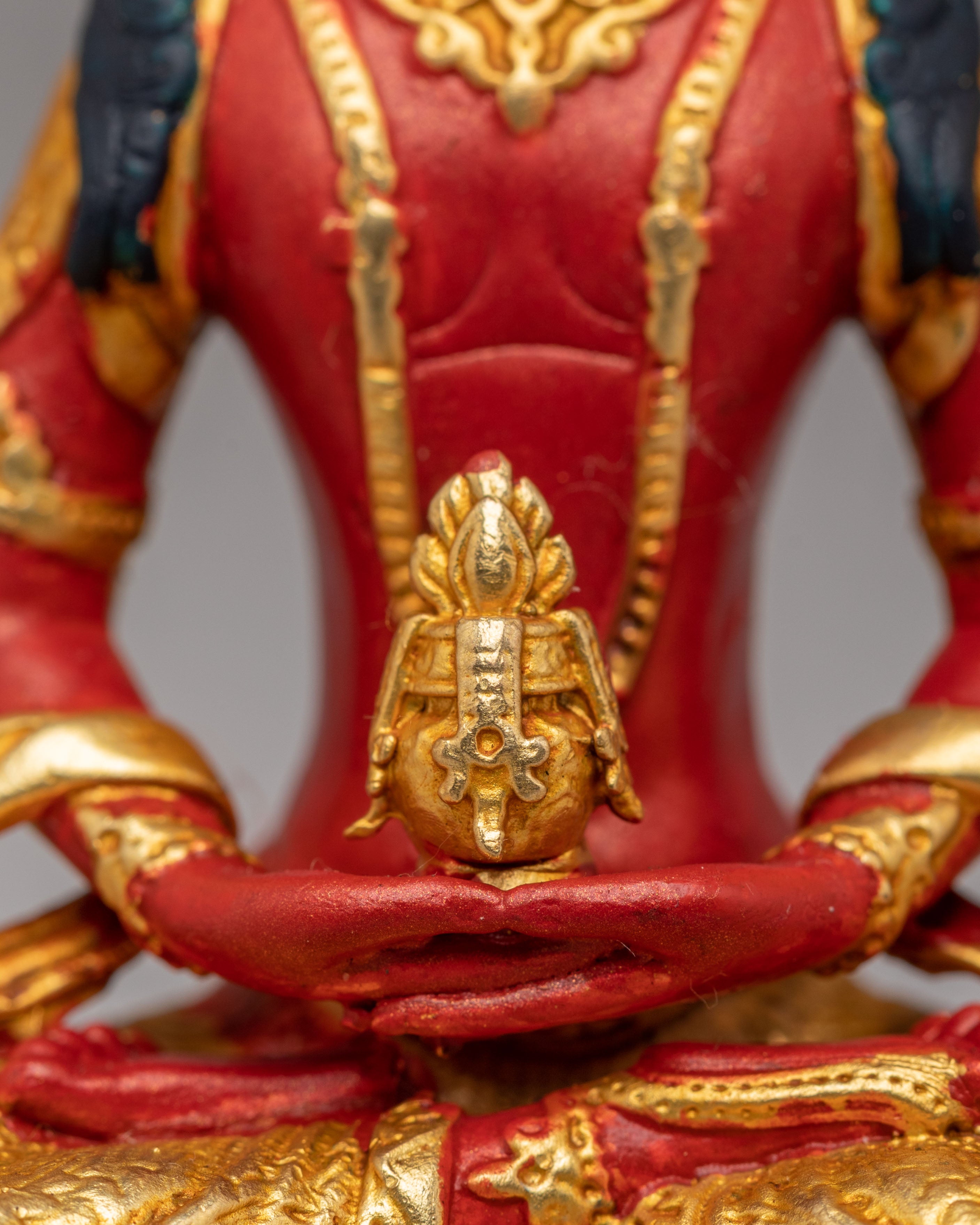 Handmade Amitayus Long Life Buddha Statue | 24K Gold Plated Buddhist Decor
