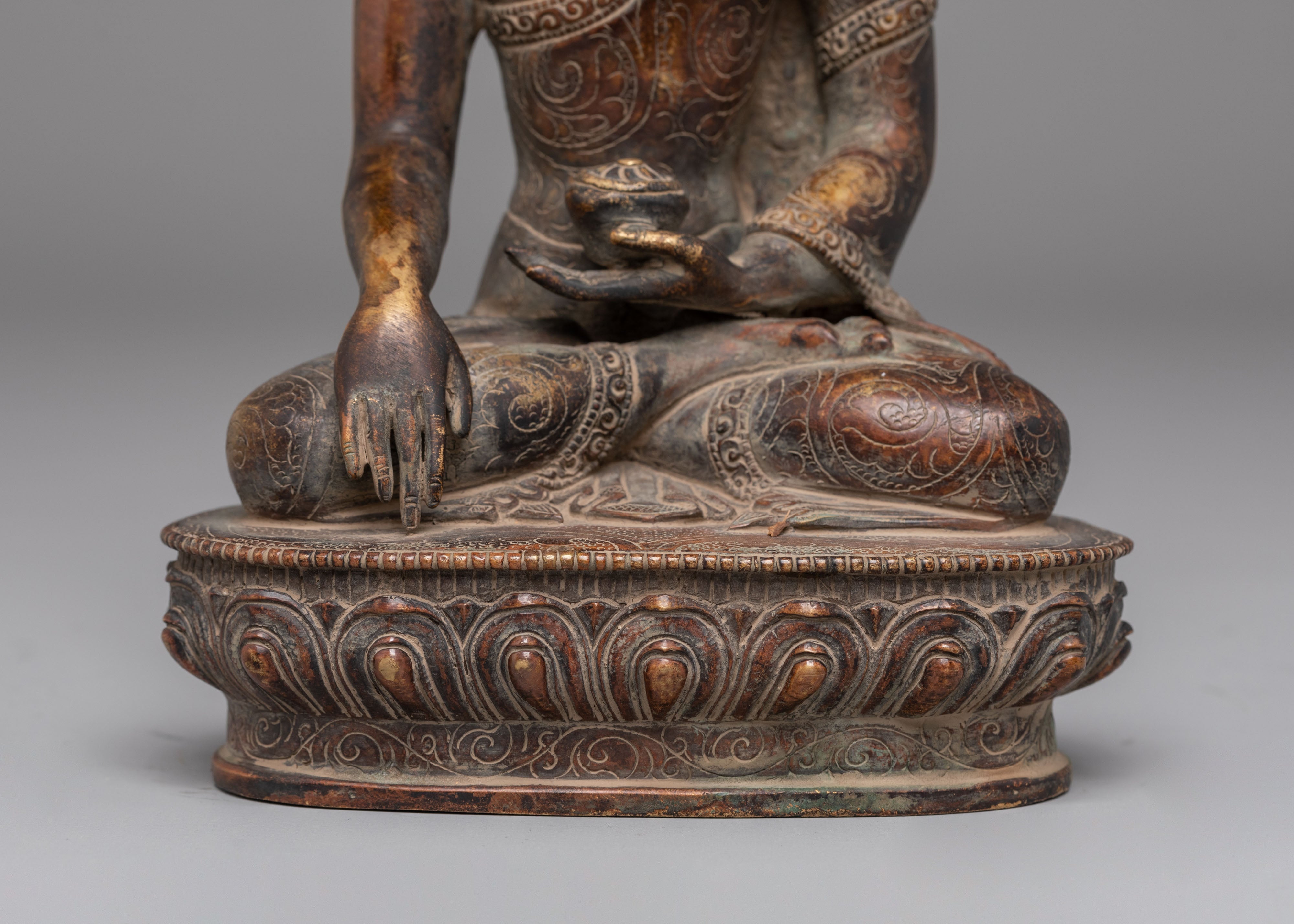 Shakyamuni Buddha Oxidized Tibetan Sculpture for Decor