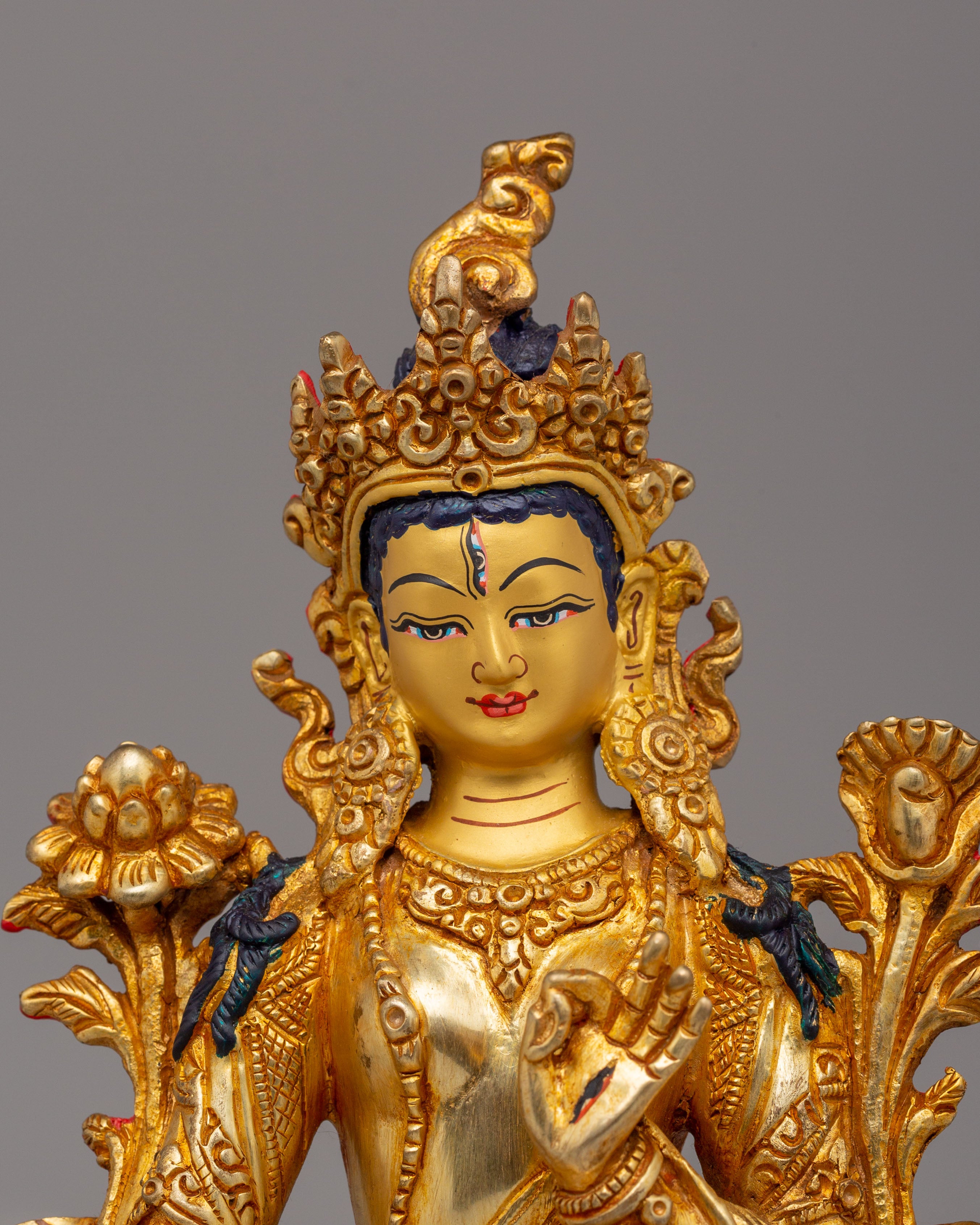 Handcrafted Altar White Tara Statue | Copper Body with 24K Gold Plating