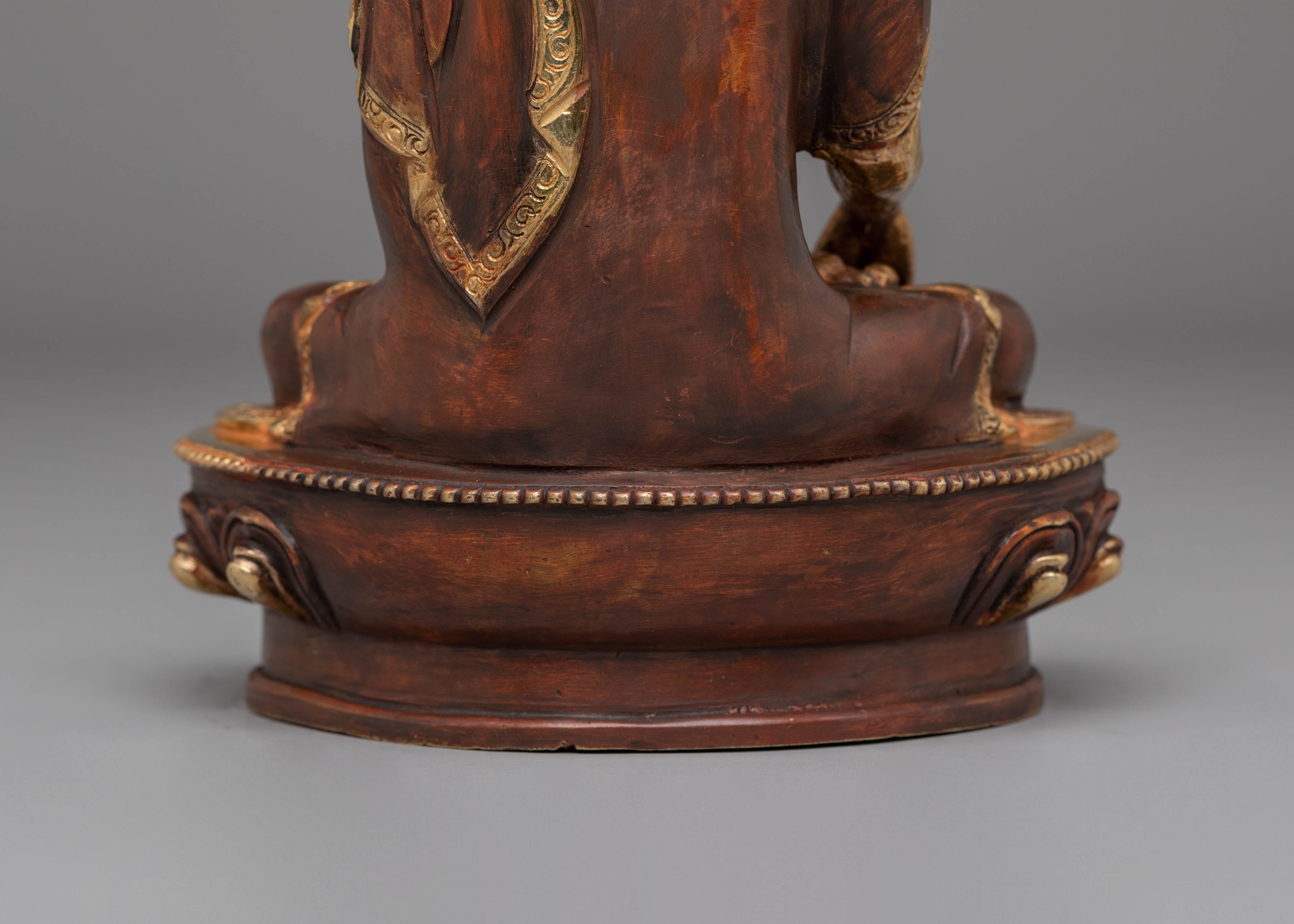 Akshobhya Buddha Statue | 24K Gold Plated Copper Sculpture for Spiritual Decor